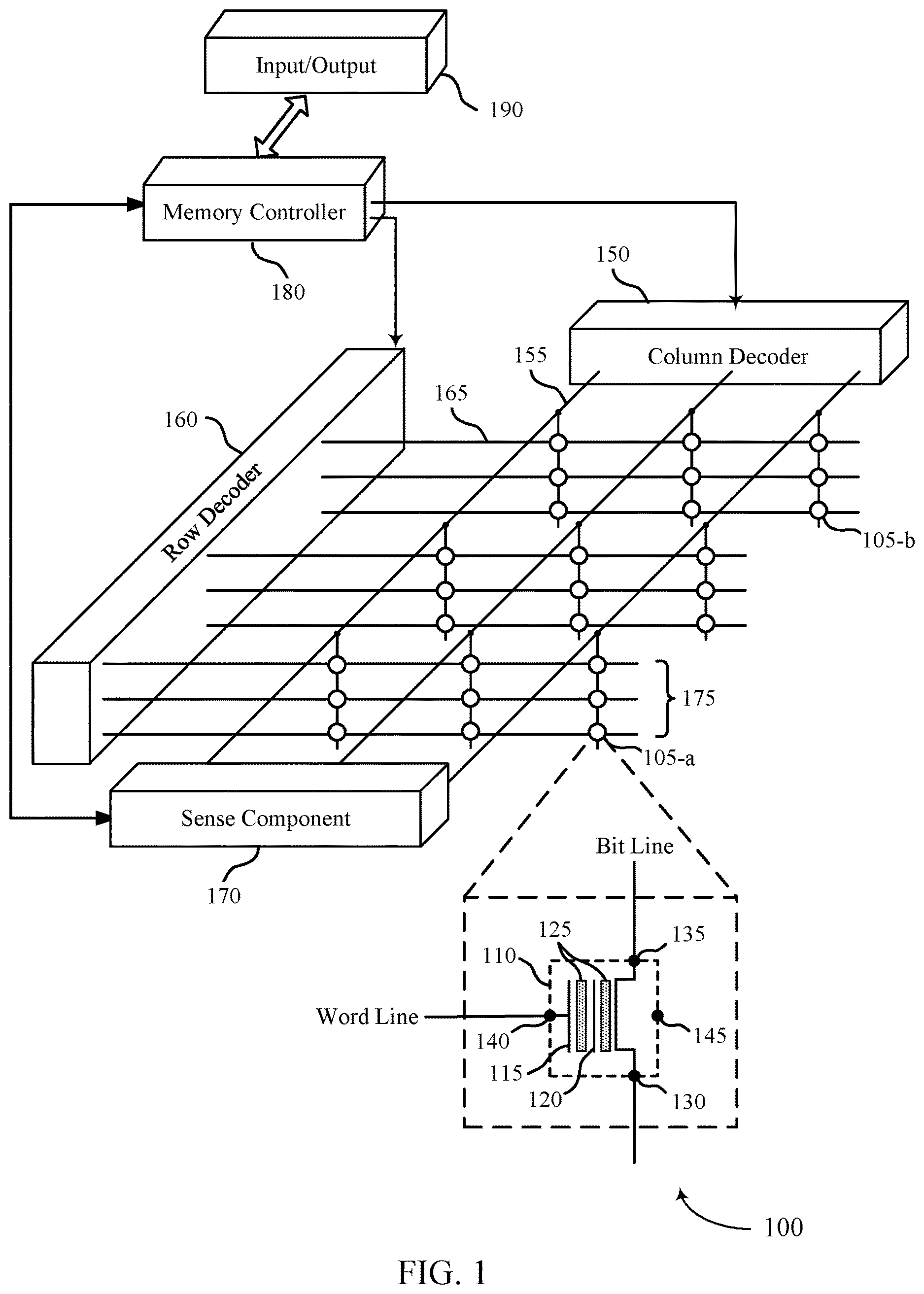 Patent US12616007 Figure 1 – Isolation regions within a memory die