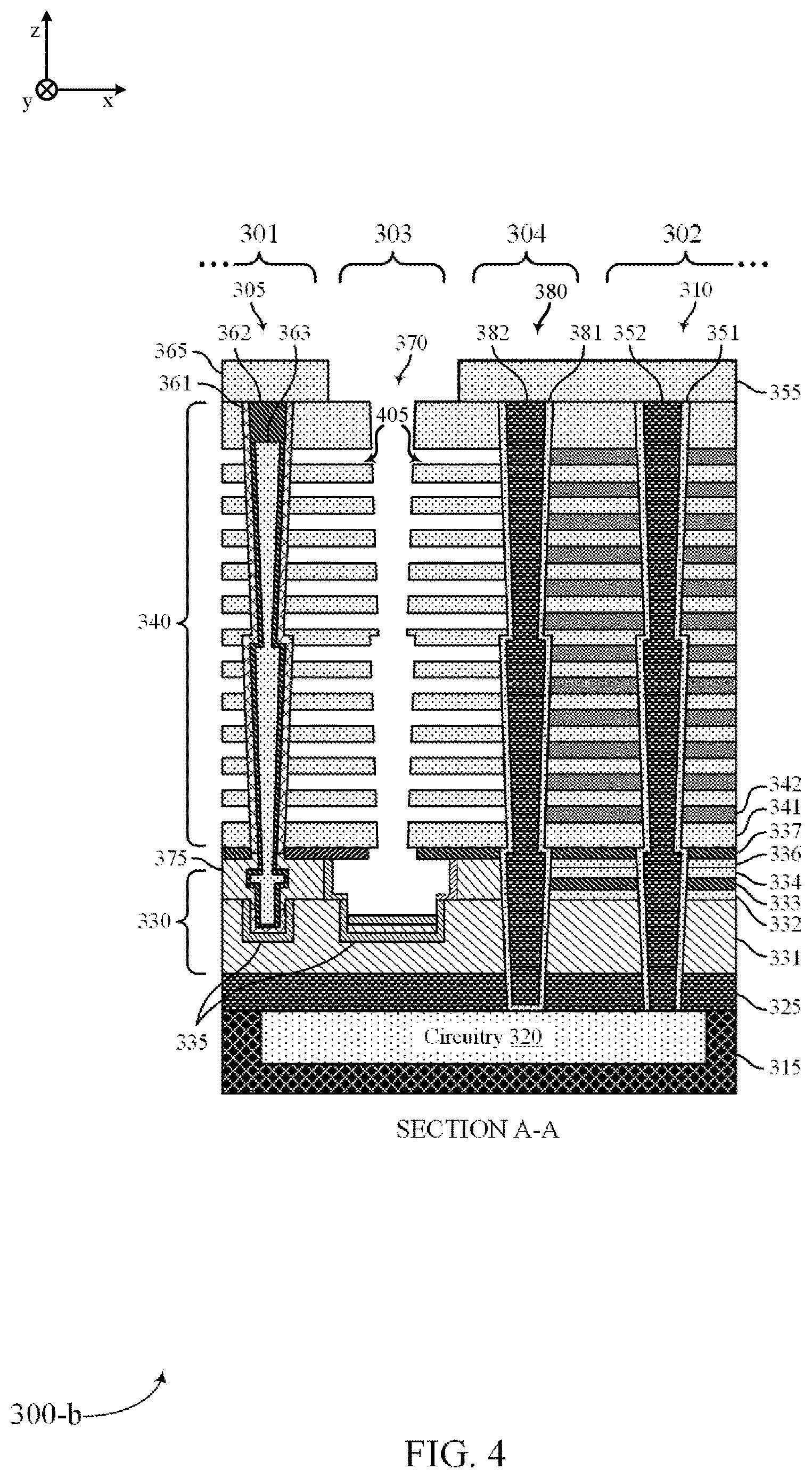 Patent US12616007 Figure 4 – Isolation regions within a memory die