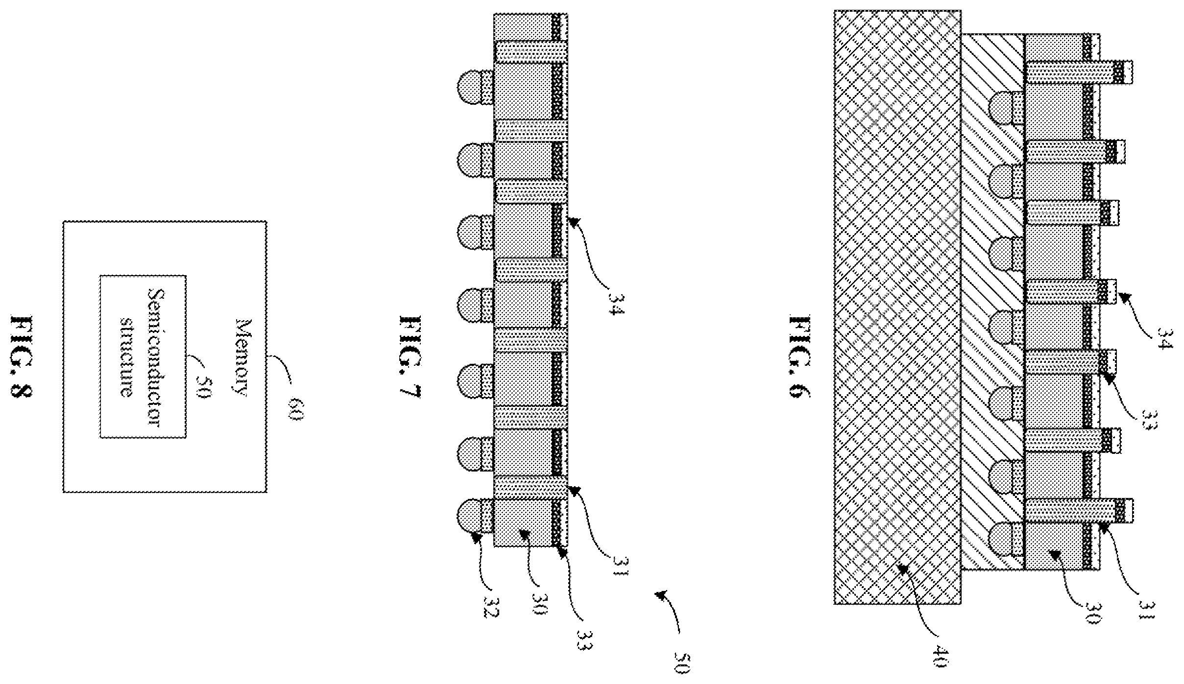 Patent US12616008 Figure 6 – Inverting wafer and etching back plane to expose conductive pillars from back plane of wafer for further processing