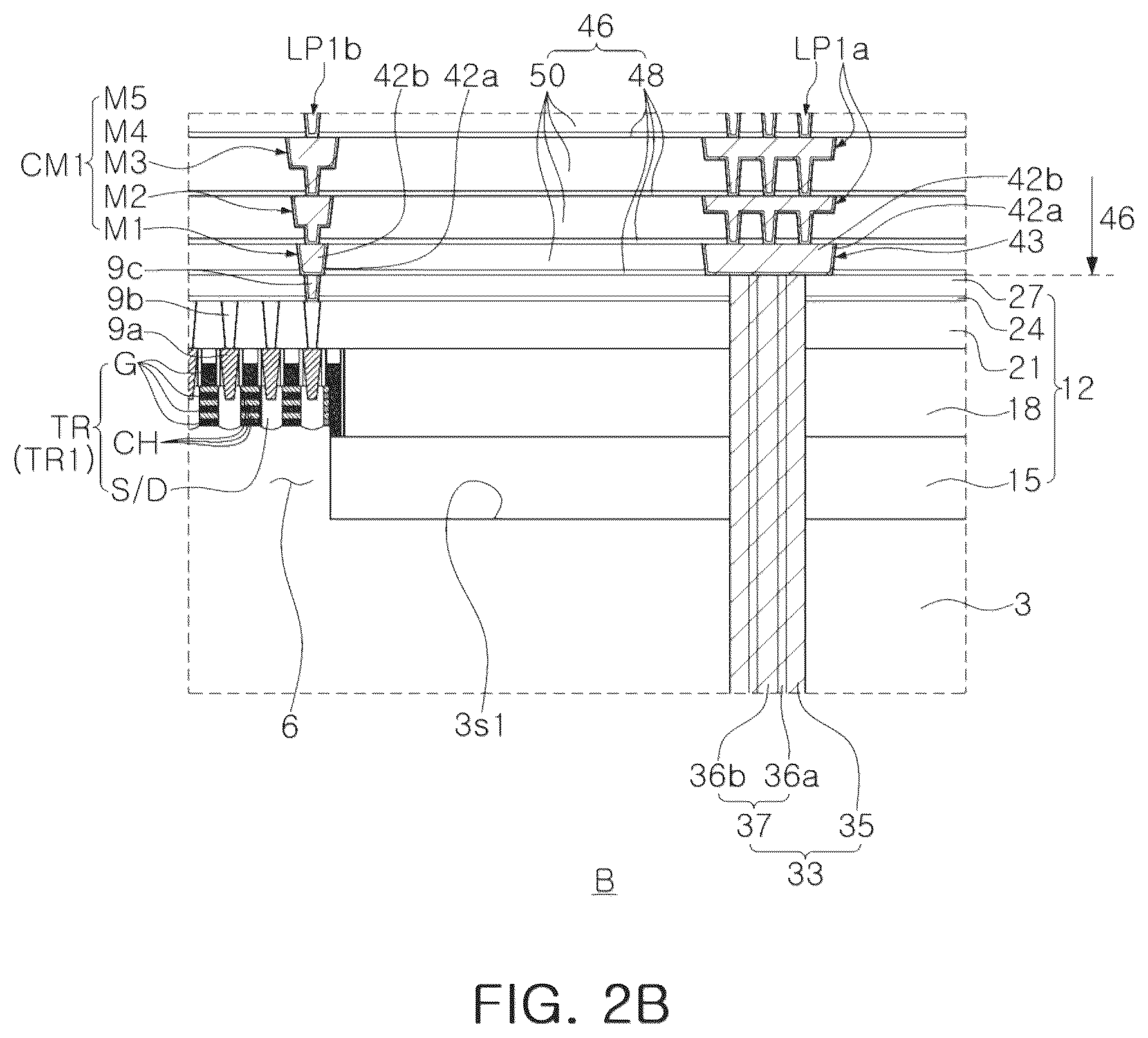 Patent US12616014 Figure 3 – Semiconductor device including a through electrode contacting a backside conductive pattern and a frontside conductive pattern and a semiconductor package including the same