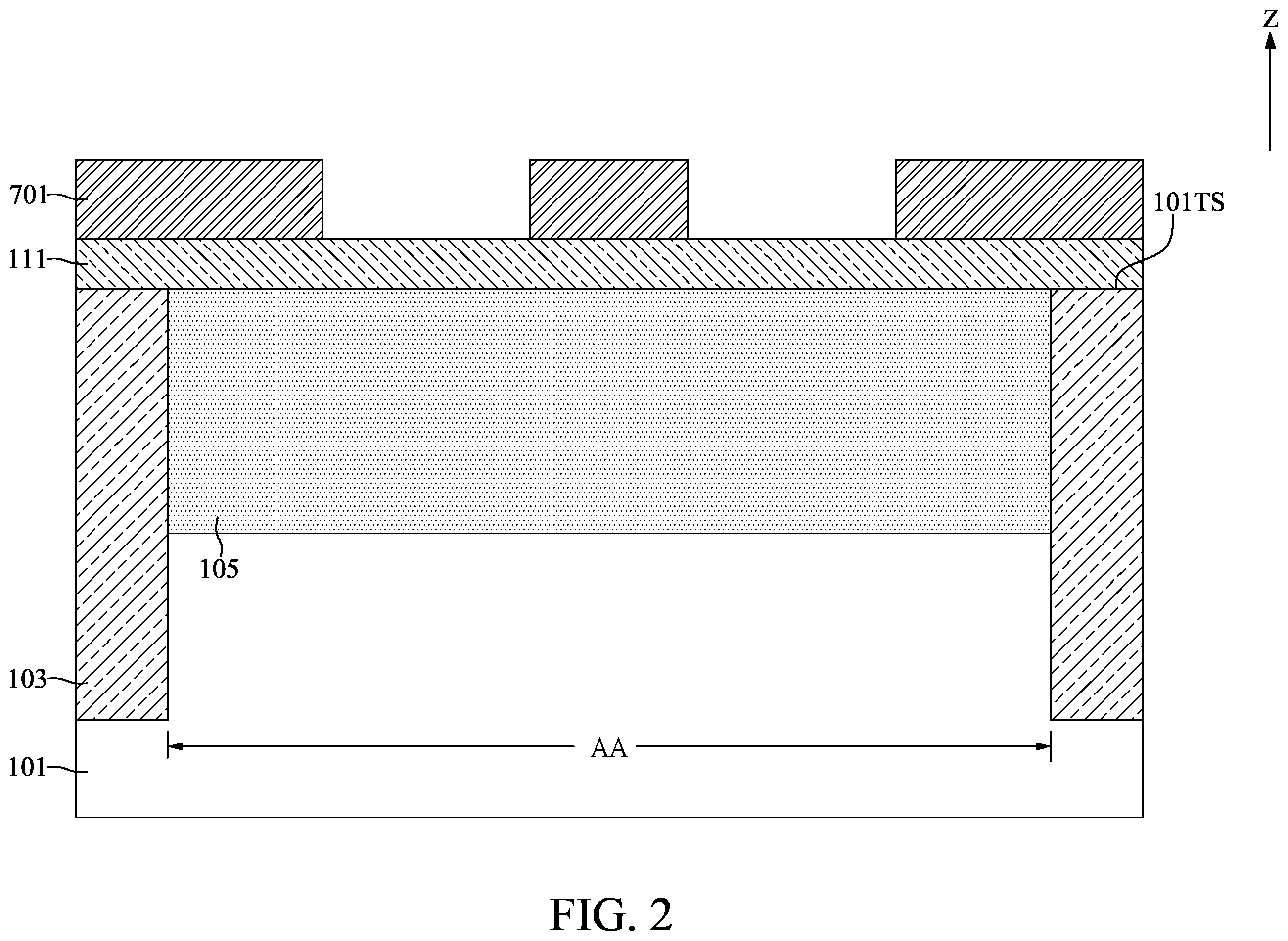 Patent US12616020 Figure 2 – Semiconductor device with thickening layer and method for fabricating the same
