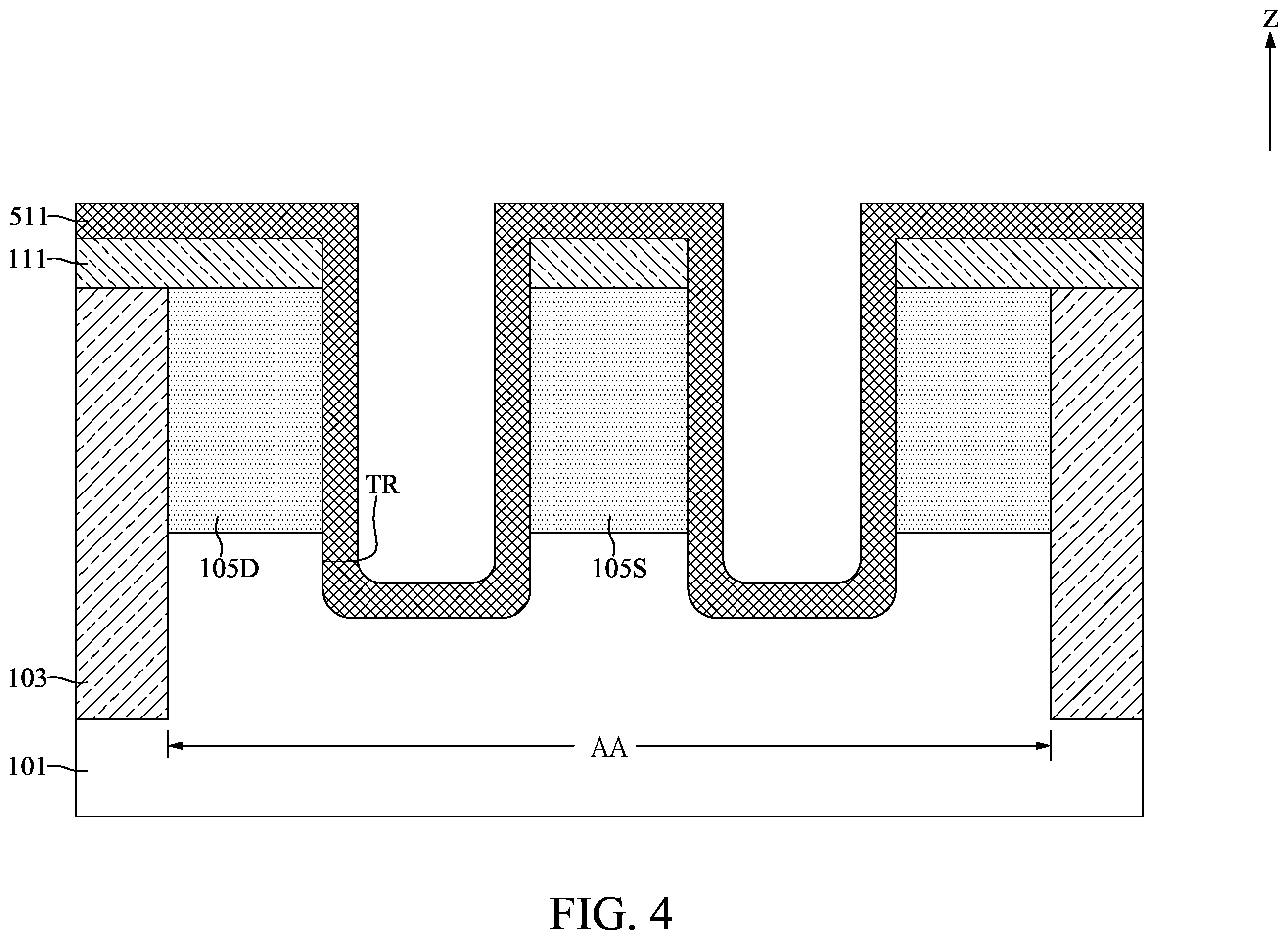 Patent US12616020 Figure 4 – Semiconductor device with thickening layer and method for fabricating the same