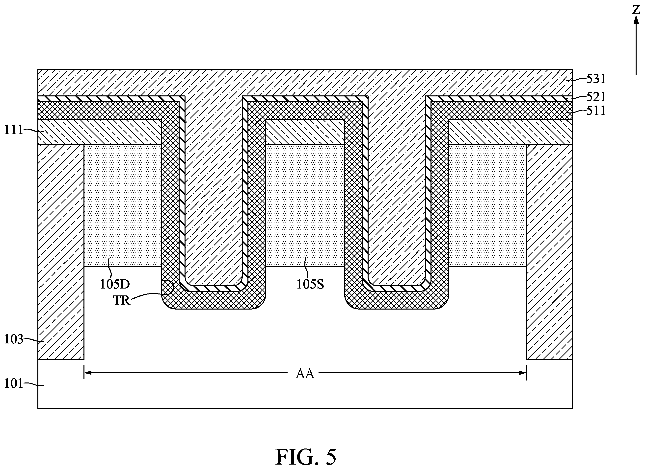 Patent US12616020 Figure 5 – Semiconductor device with thickening layer and method for fabricating the same