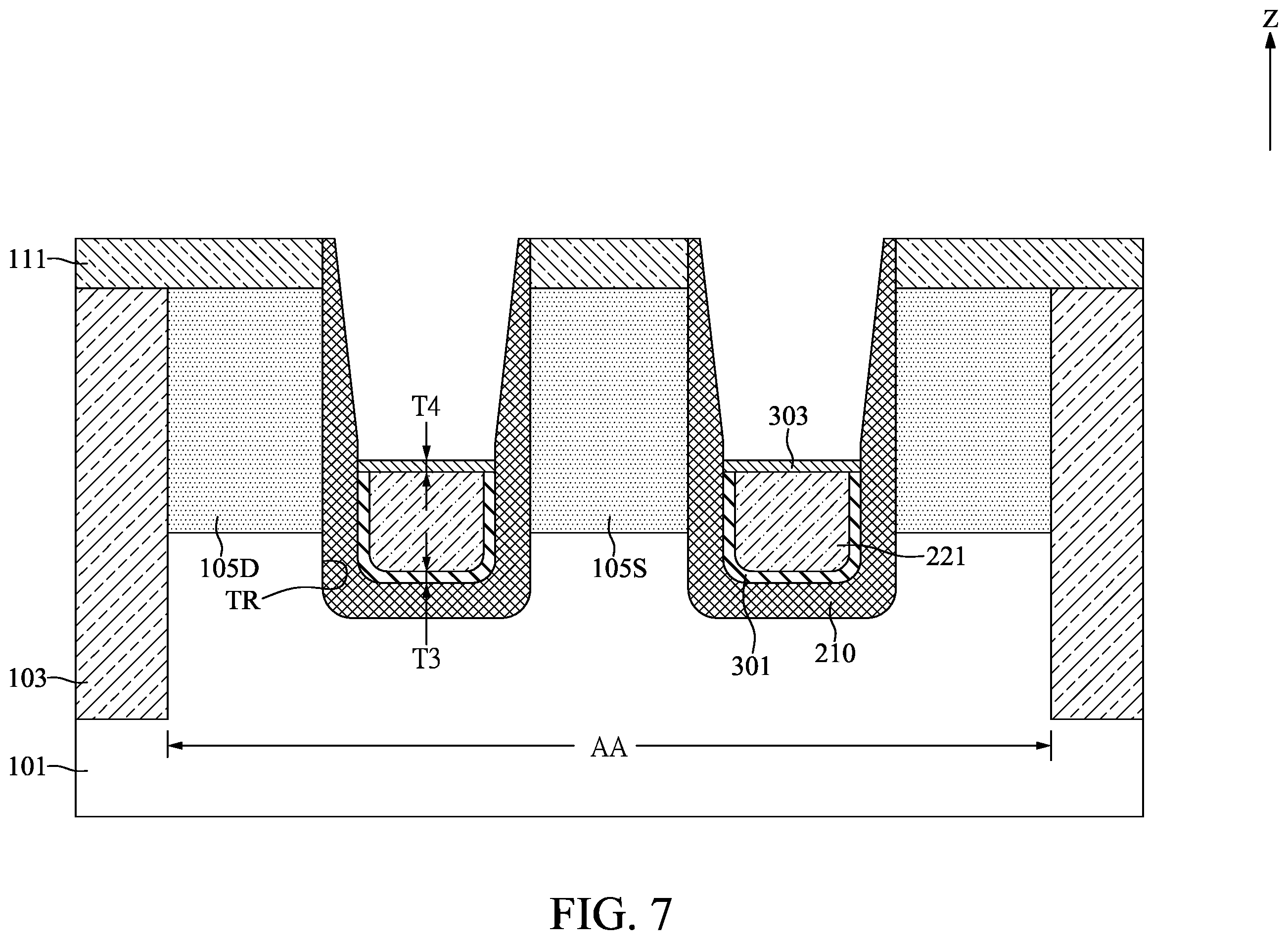 Patent US12616020 Figure 7 – Semiconductor device with thickening layer and method for fabricating the same