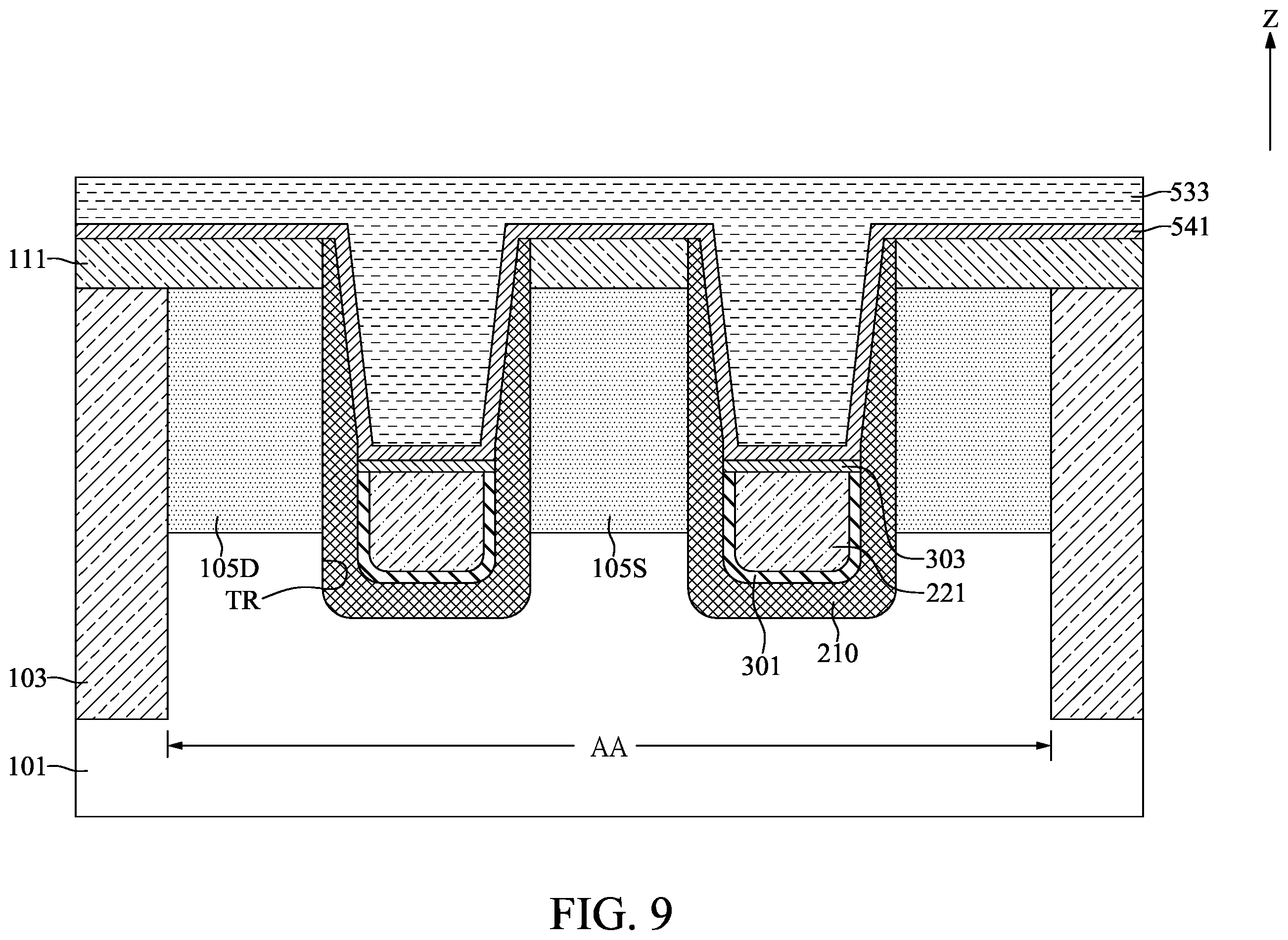 Patent US12616020 Figure 9 – Semiconductor device with thickening layer and method for fabricating the same