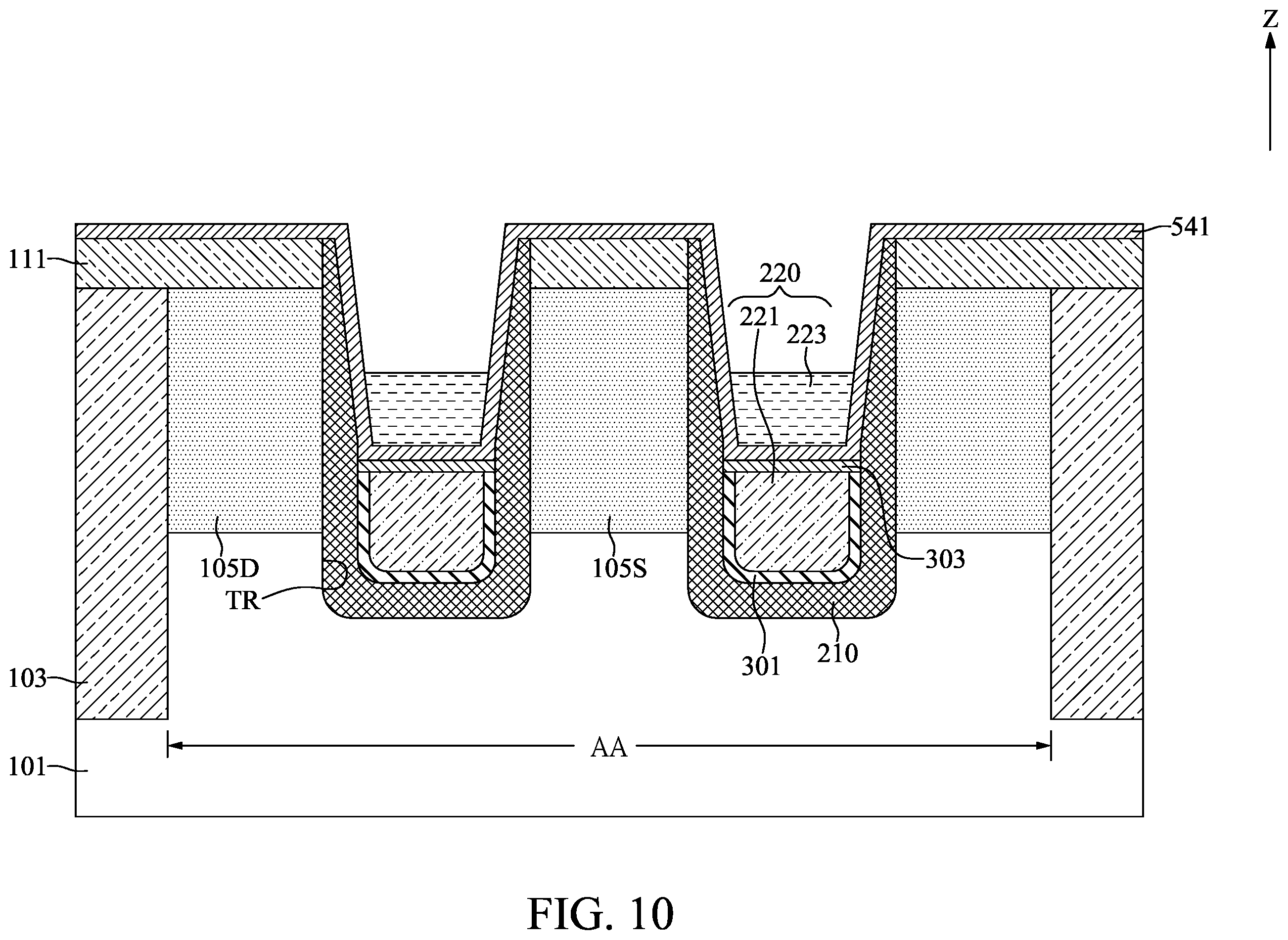 Patent US12616020 Figure 10 – Semiconductor device with thickening layer and method for fabricating the same