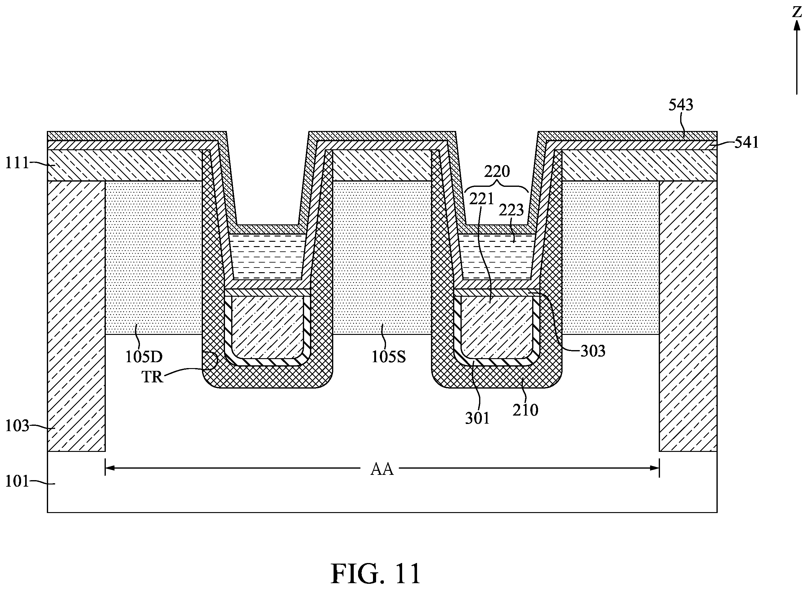 Patent US12616020 Figure 11 – Semiconductor device with thickening layer and method for fabricating the same