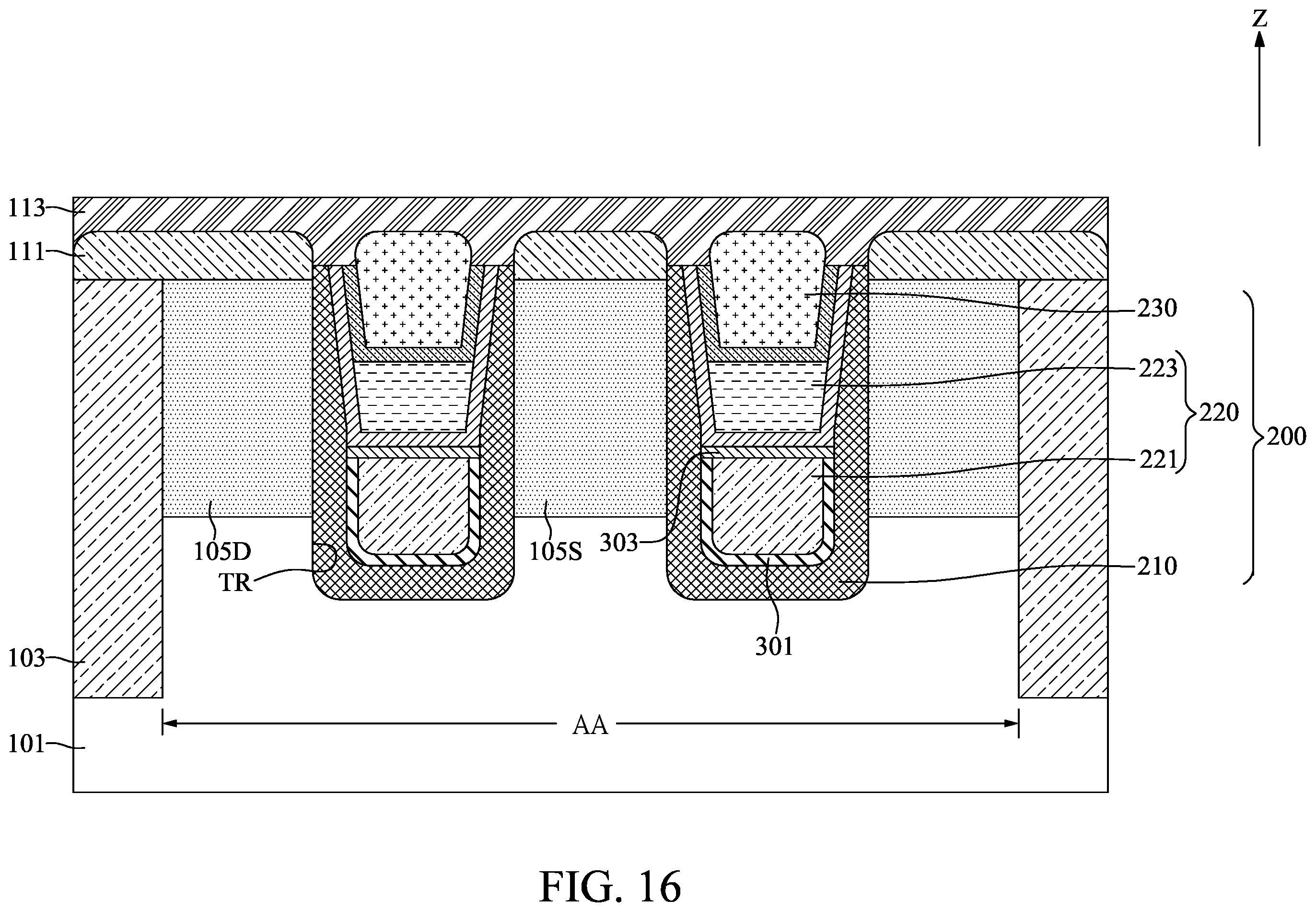 Patent US12616020 Figure 16 – Semiconductor device with thickening layer and method for fabricating the same