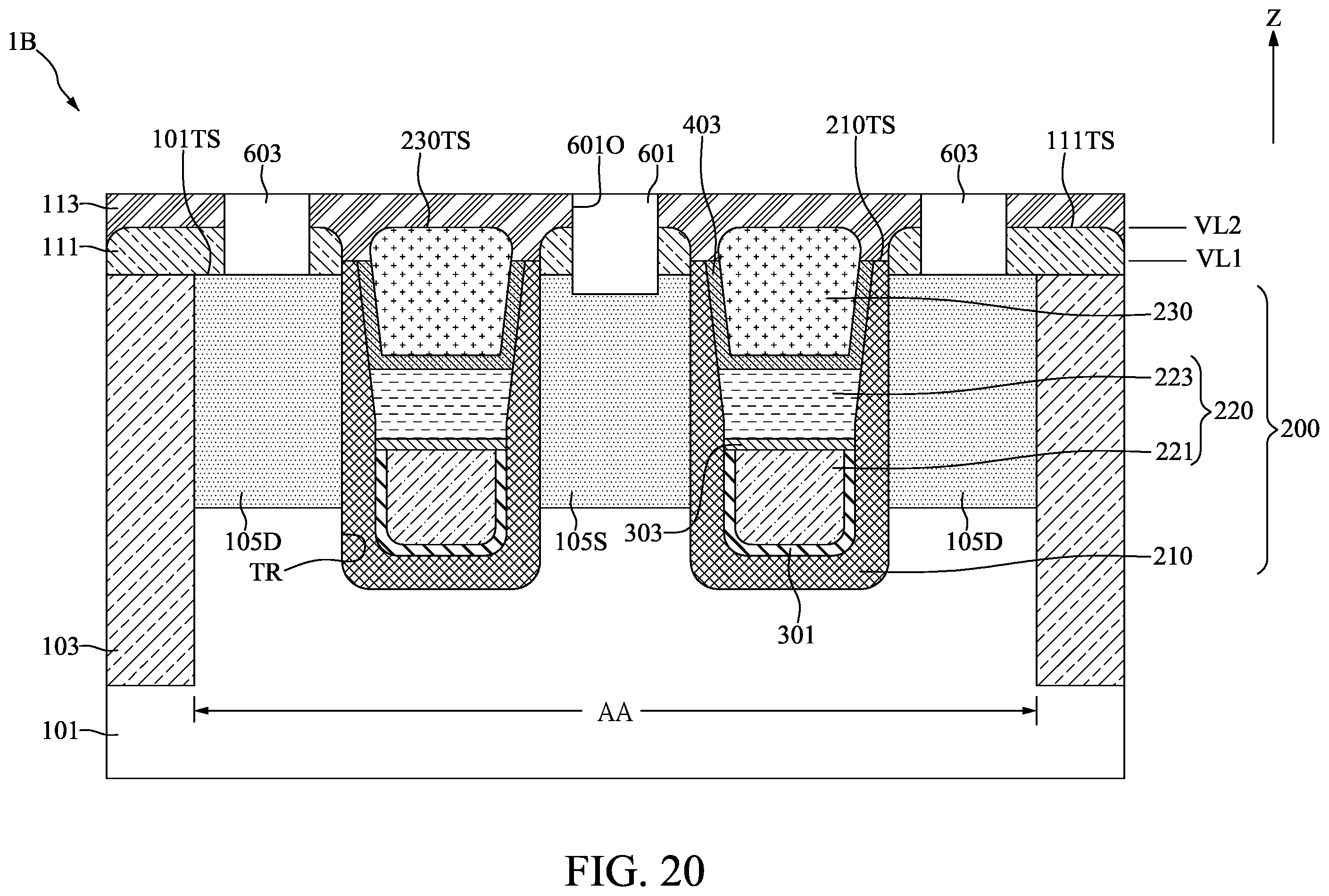 Patent US12616020 Figure 20 – Semiconductor device with thickening layer and method for fabricating the same