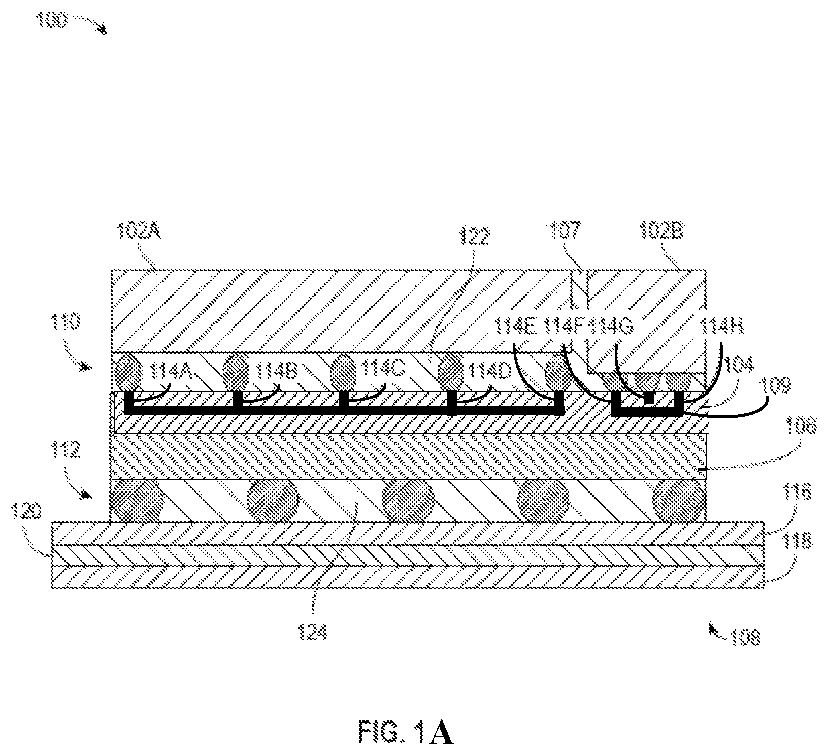 Patent US12616026 Figure 1 – Permanent layer for bump chip attach