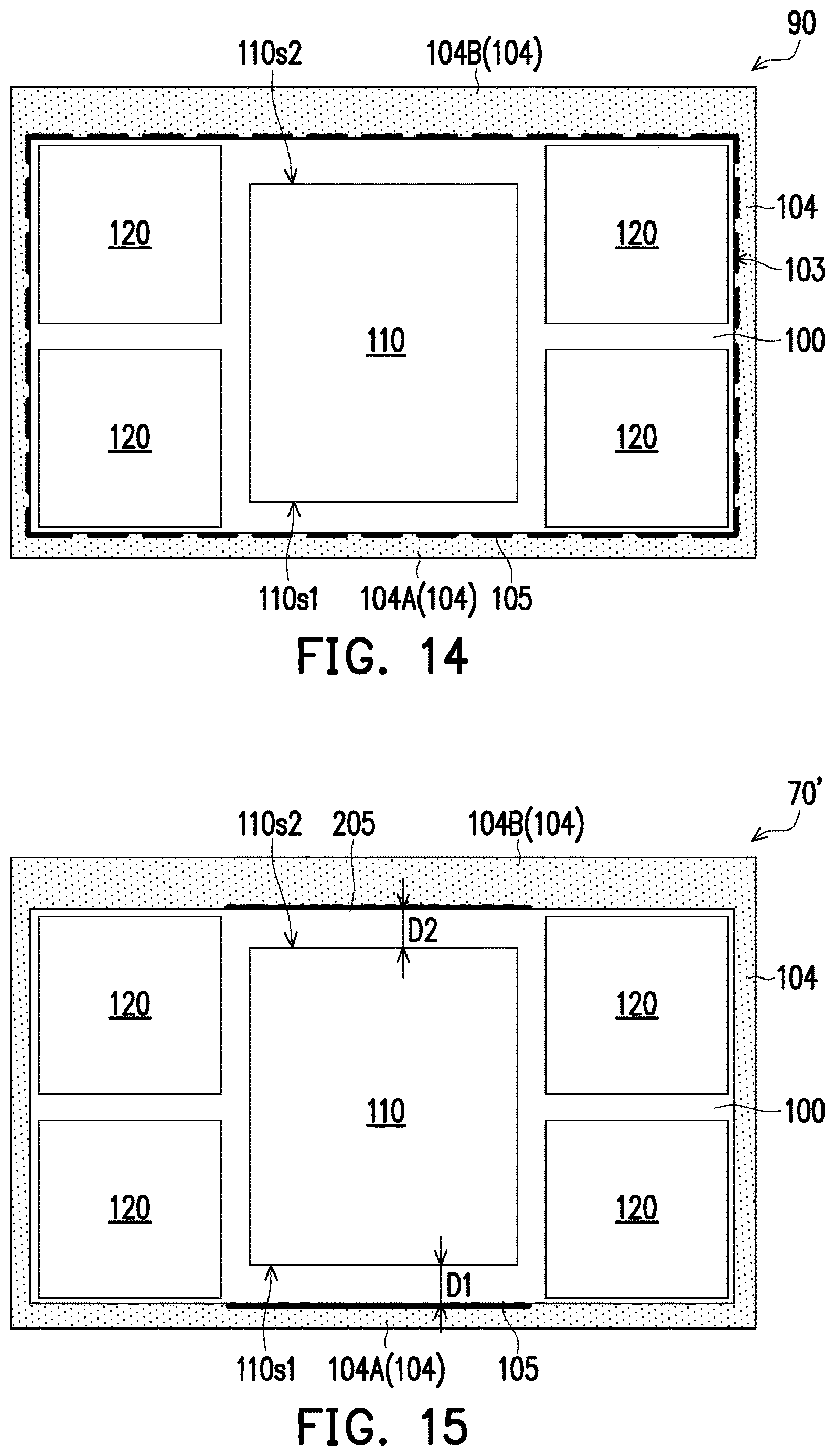 Patent US12616029 Figure 10 – Package structure with stiffener ring having slant sidewall