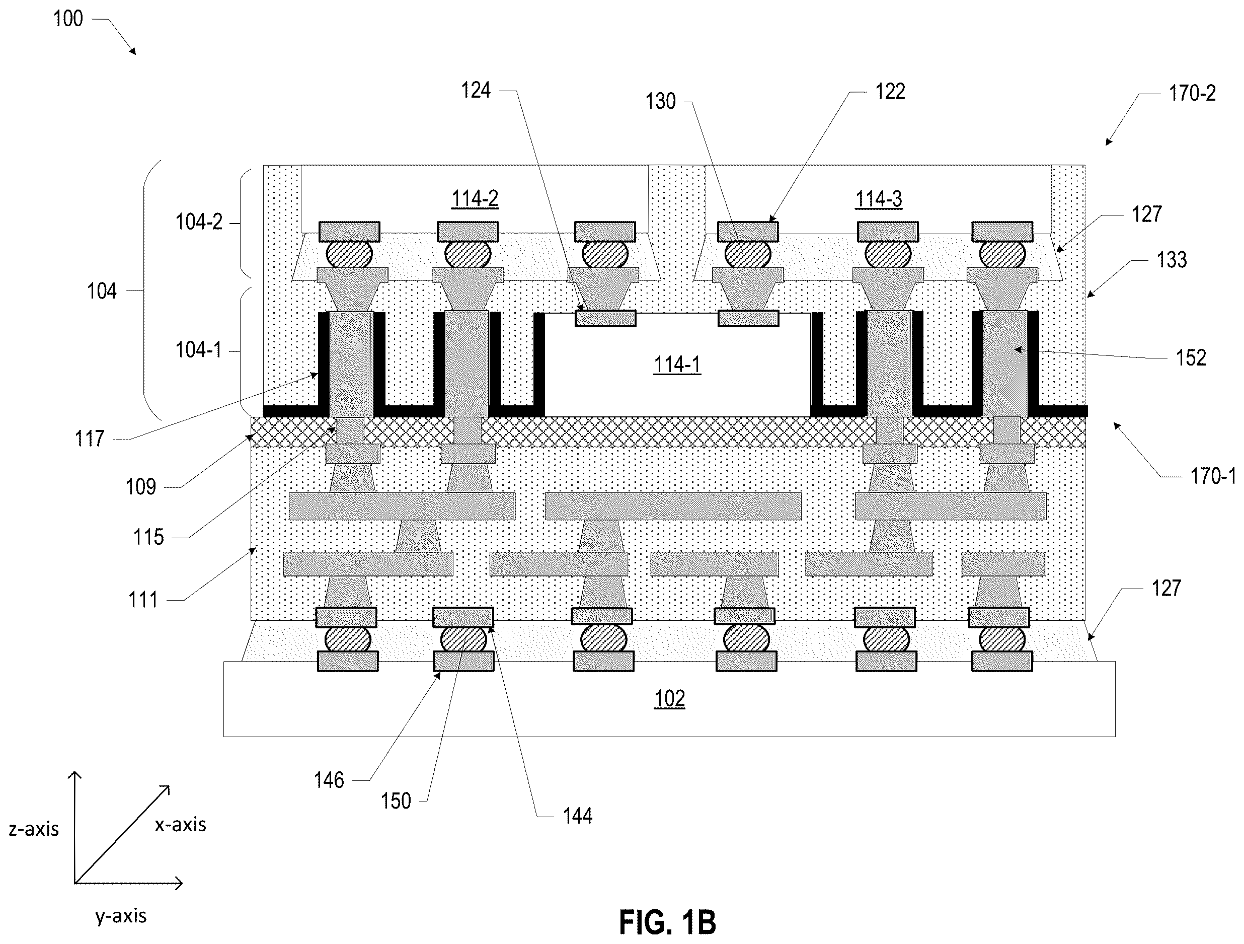 Patent US12616042 Figure 2 – Microelectronic assemblies with anchor layer around a bridge die