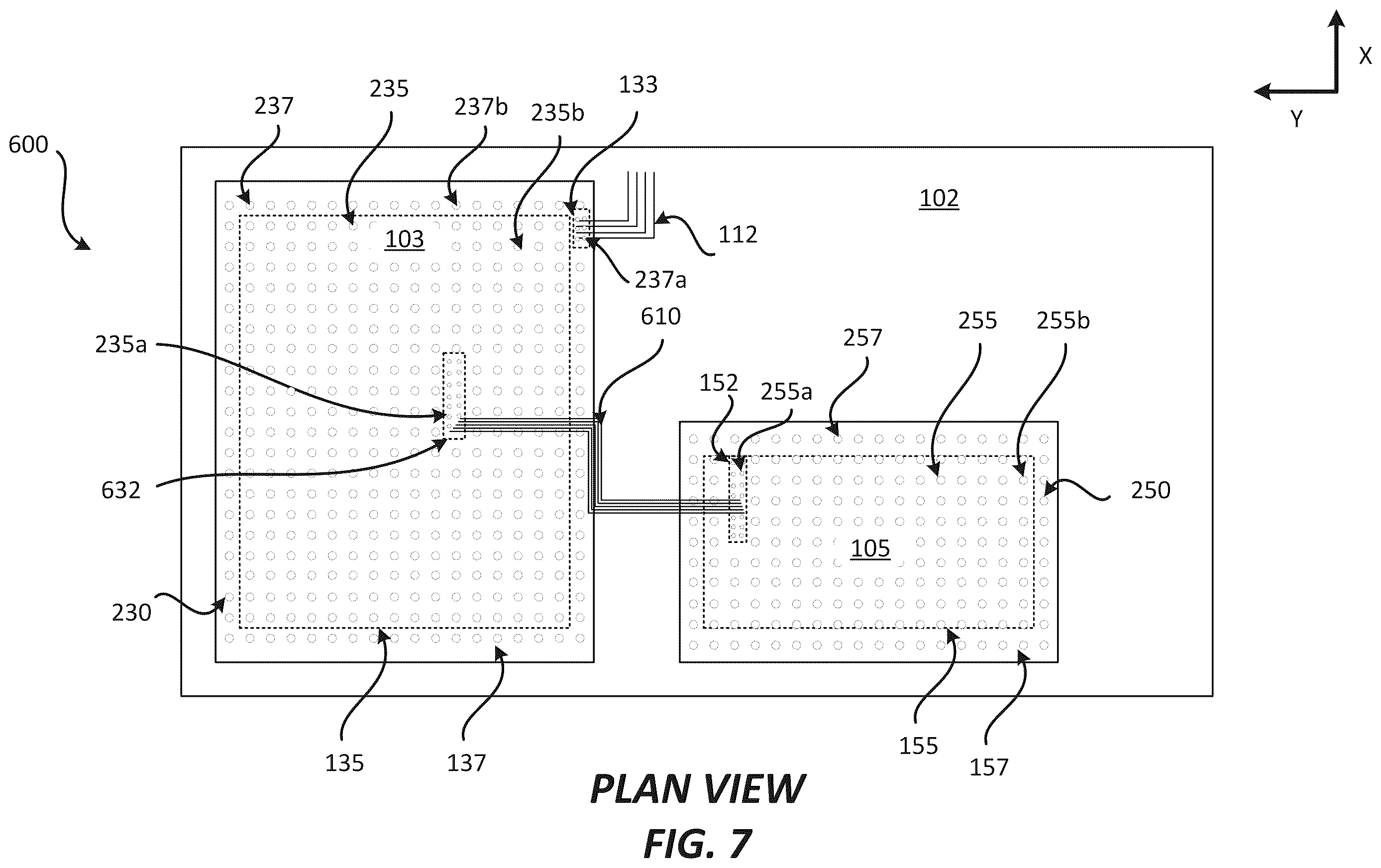 Patent US12616043 Figure 7 – Package comprising integrated devices with inner and outer solder interconnects
