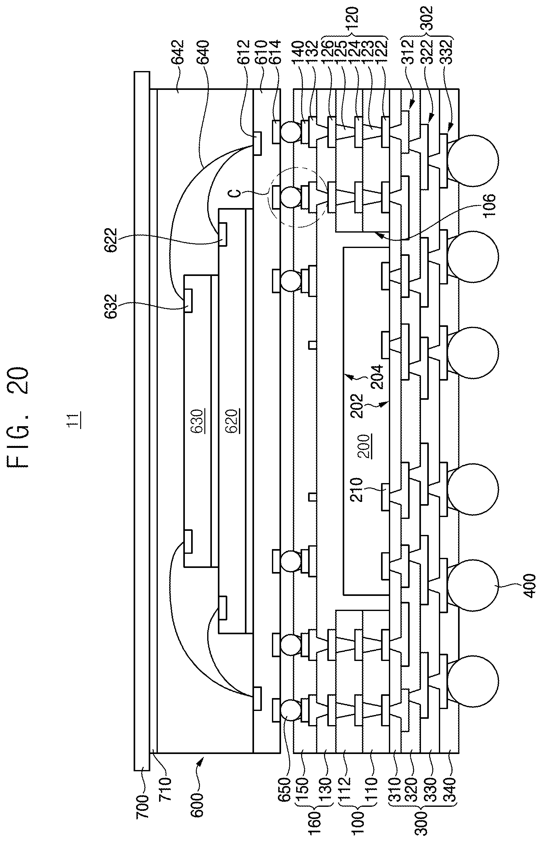 Patent US12616044 Figure 16 – Semiconductor packages and methods of manufacturing the same
