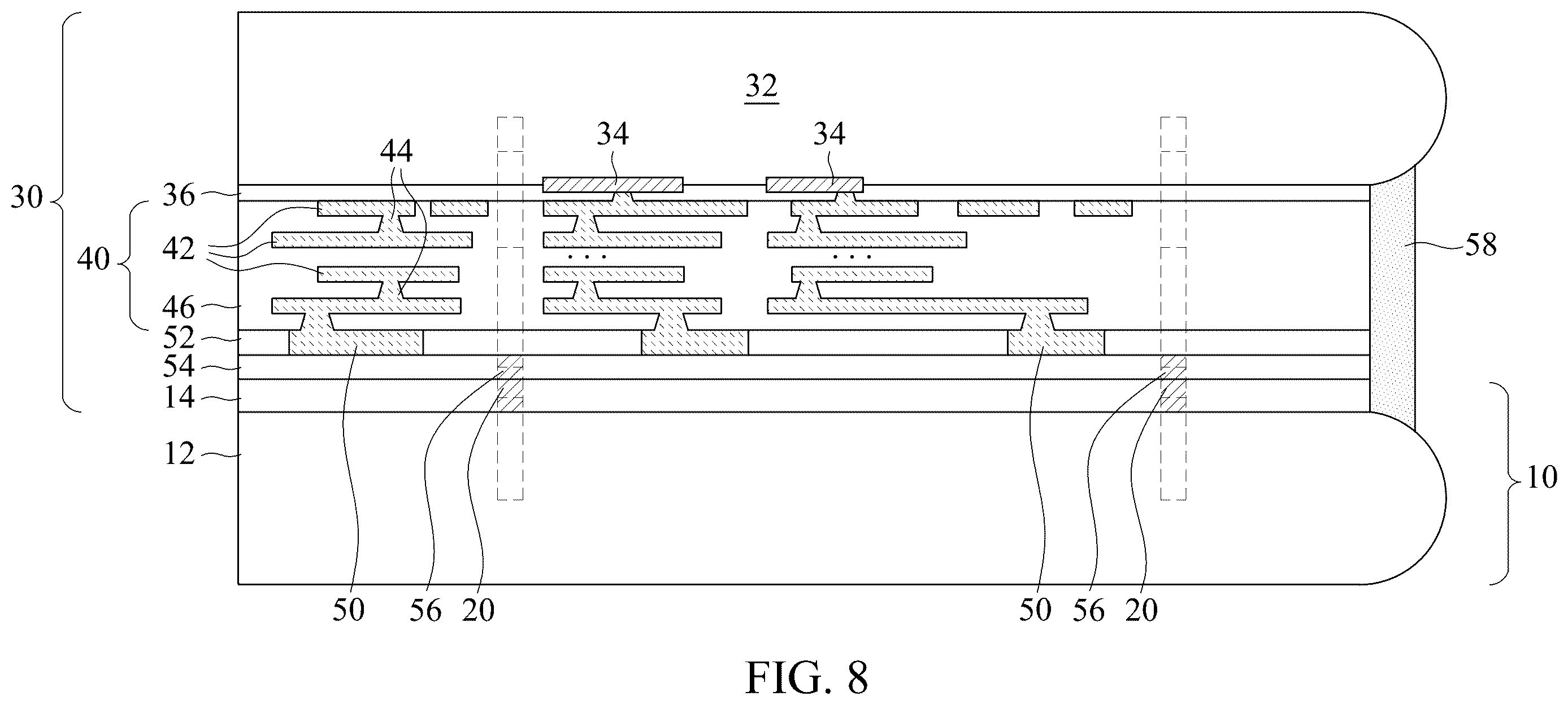 Patent US12616046 Figure 8 – Wafer bonding incorporating thermal conductive paths