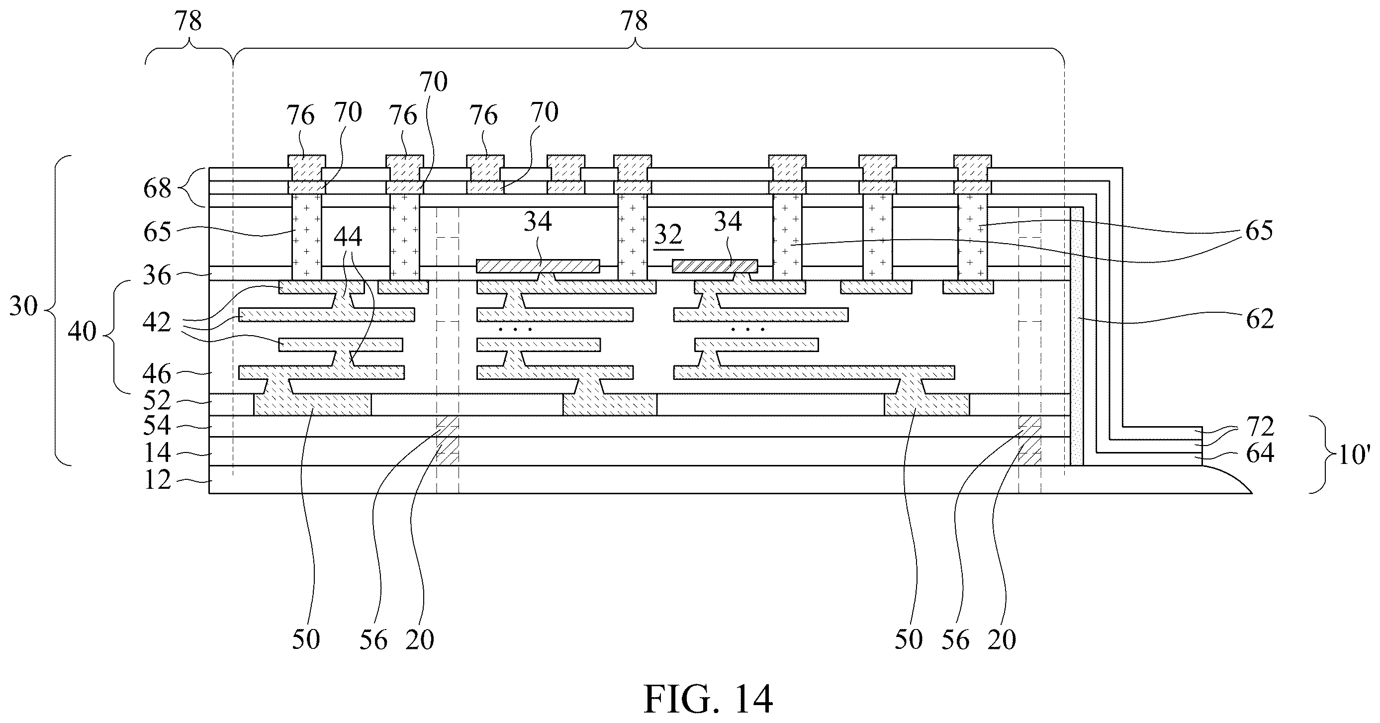 Patent US12616046 Figure 14 – Wafer bonding incorporating thermal conductive paths