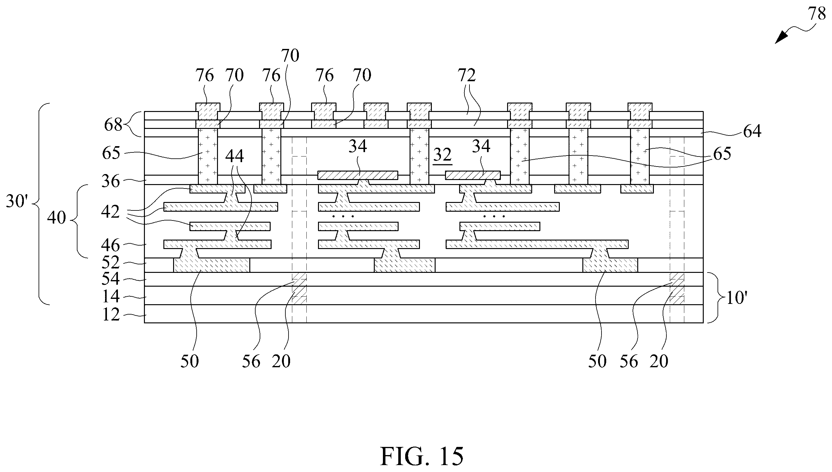 Patent US12616046 Figure 15 – Wafer bonding incorporating thermal conductive paths
