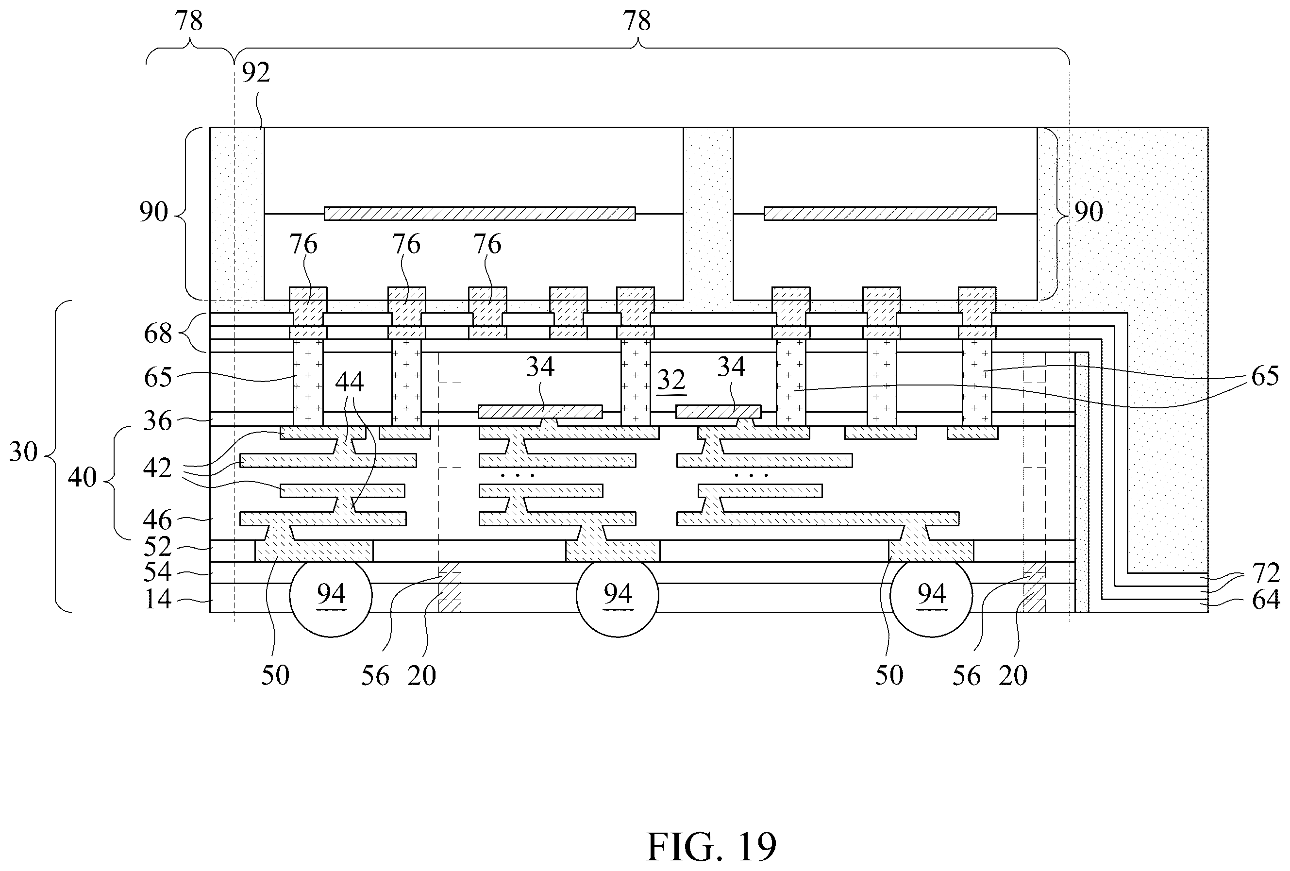 Patent US12616046 Figure 19 – Wafer bonding incorporating thermal conductive paths