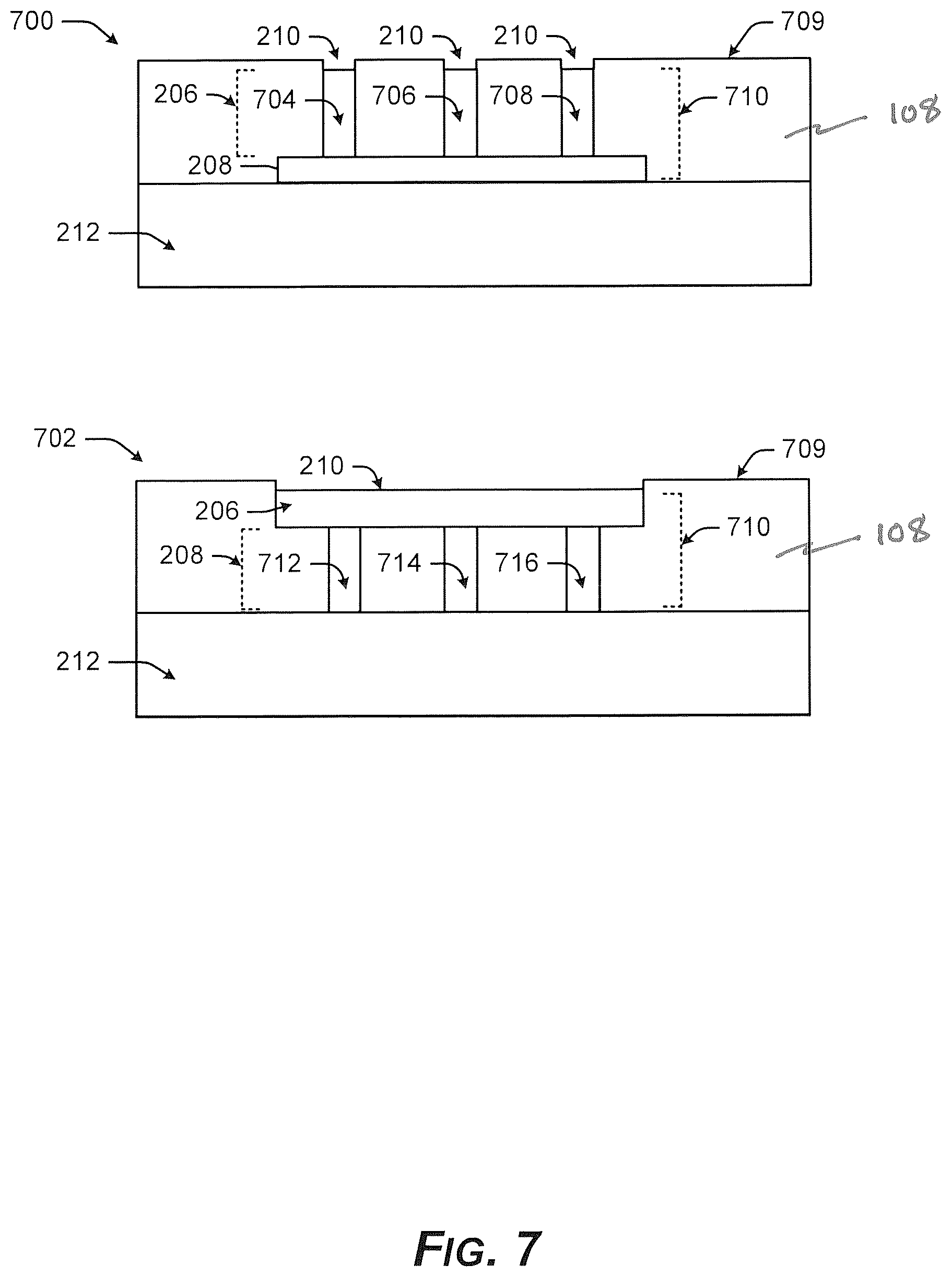 Patent US12616050 Figure 7 – Bonded structure including a first microelectronic device direct hybrid bonded to a second microelectronic device