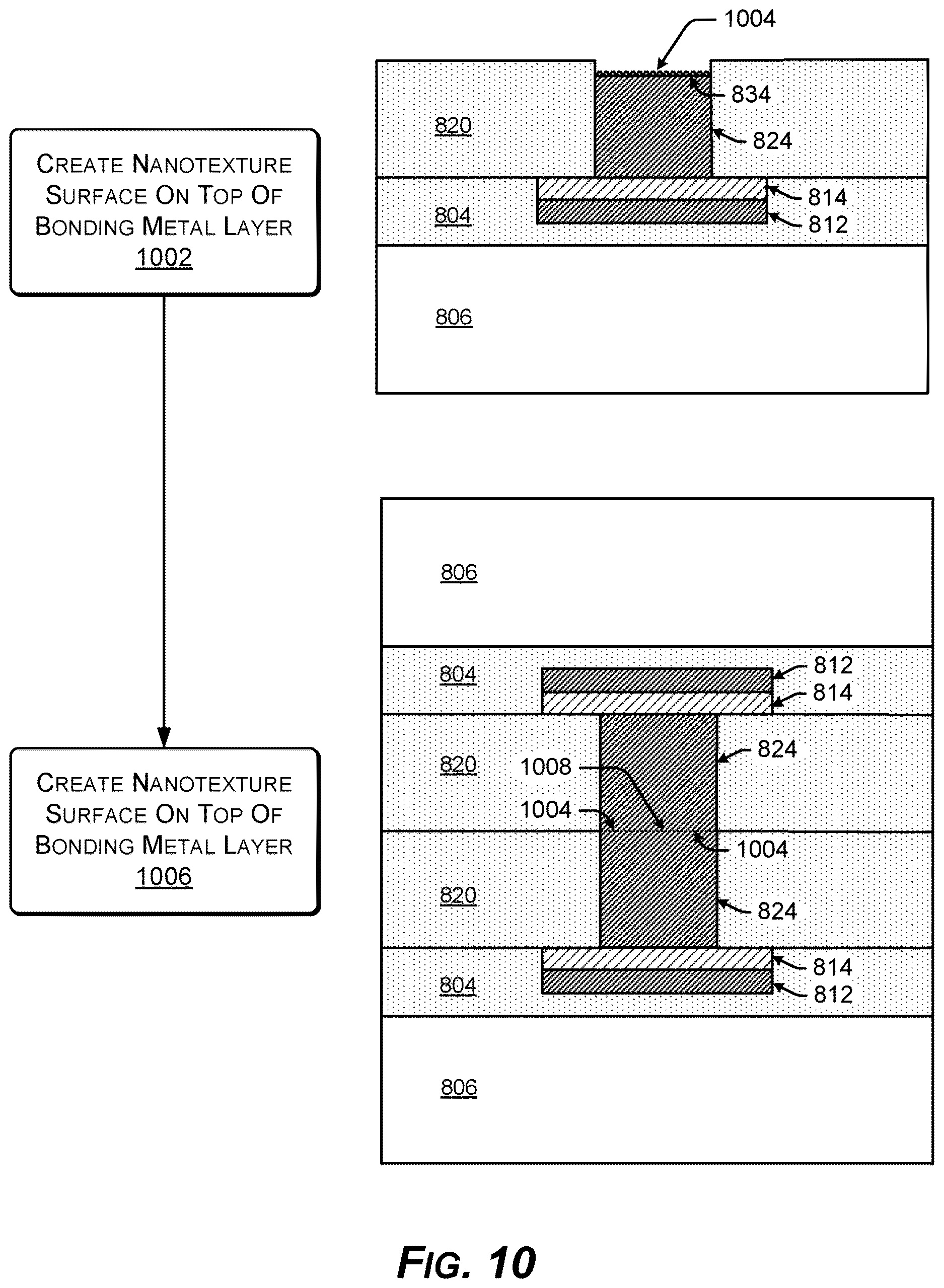 Patent US12616050 Figure 10 – Bonded structure including a first microelectronic device direct hybrid bonded to a second microelectronic device