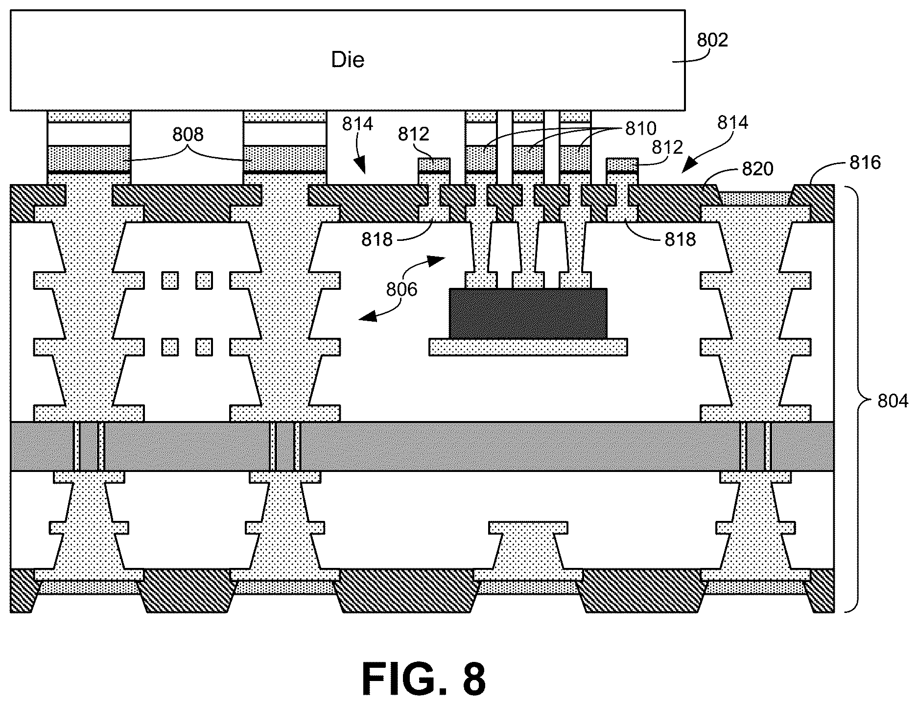 Patent US12616052 Figure 5 – Methods and apparatus to reduce defects in interconnects between semicondcutor dies and package substrates