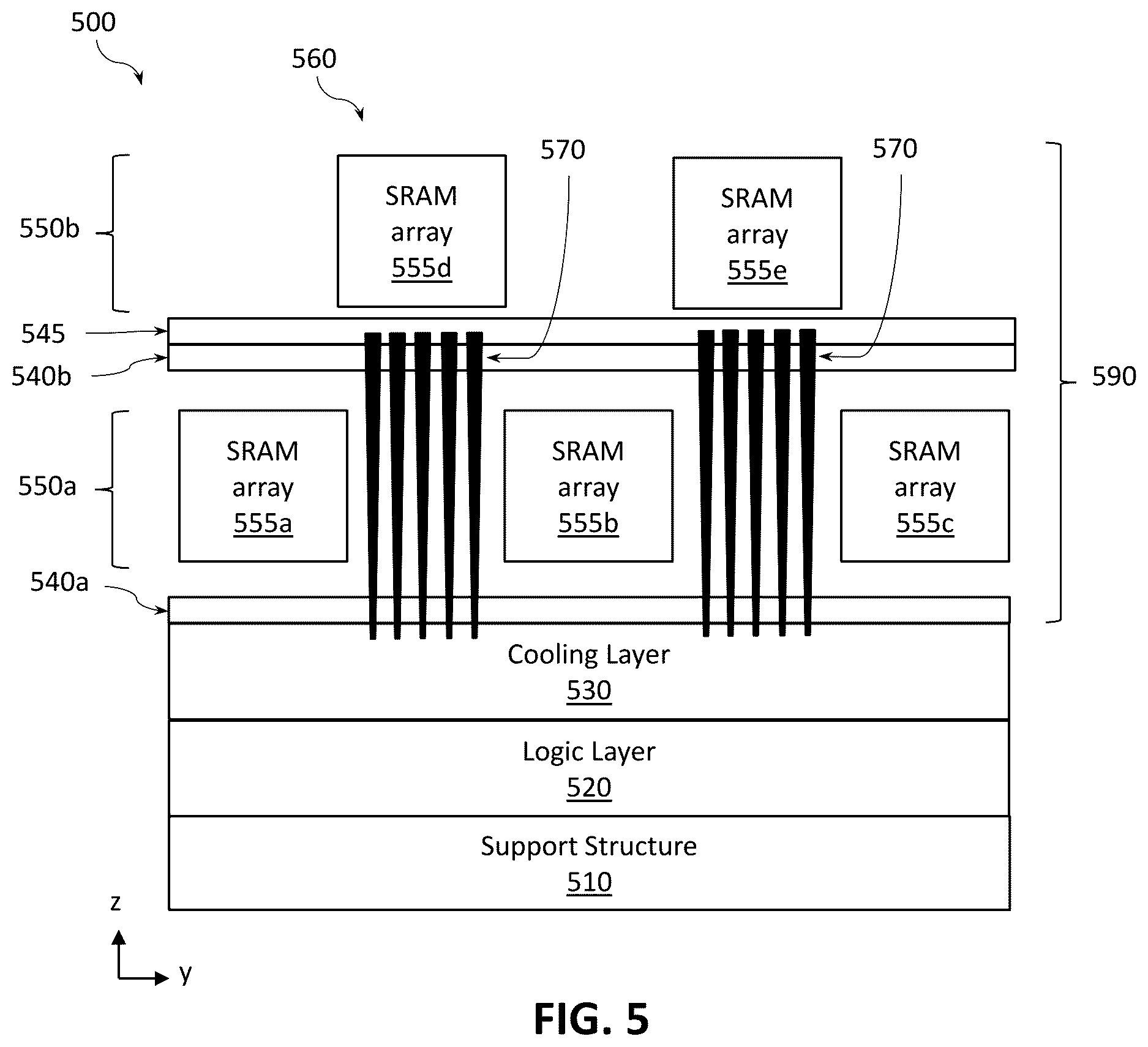 Patent US12616060 Figure 5 – Stacked random-access memory devices with refrigeration