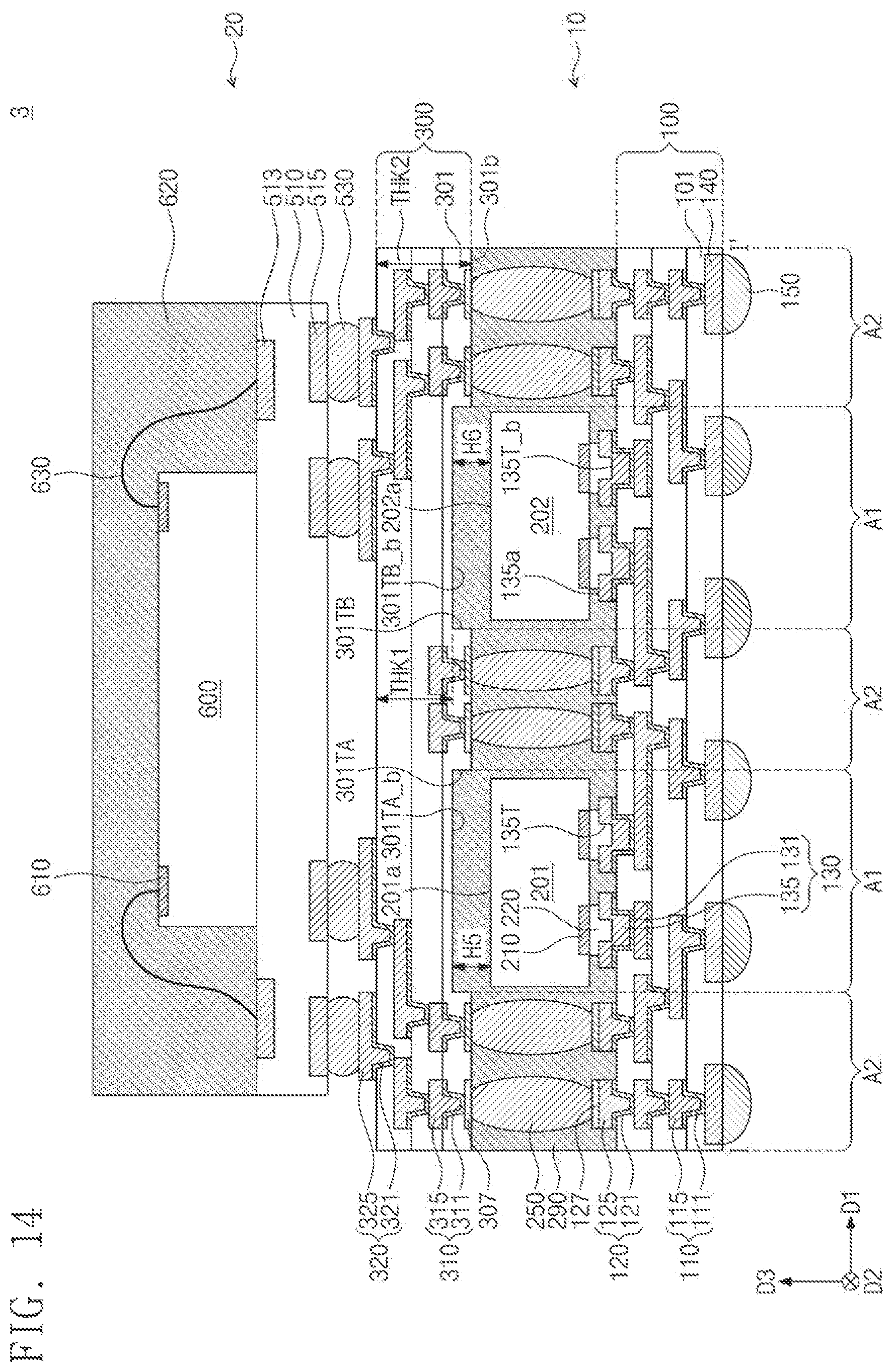 Patent US12616065 Figure 14 – Semiconductor package with interposer including recess