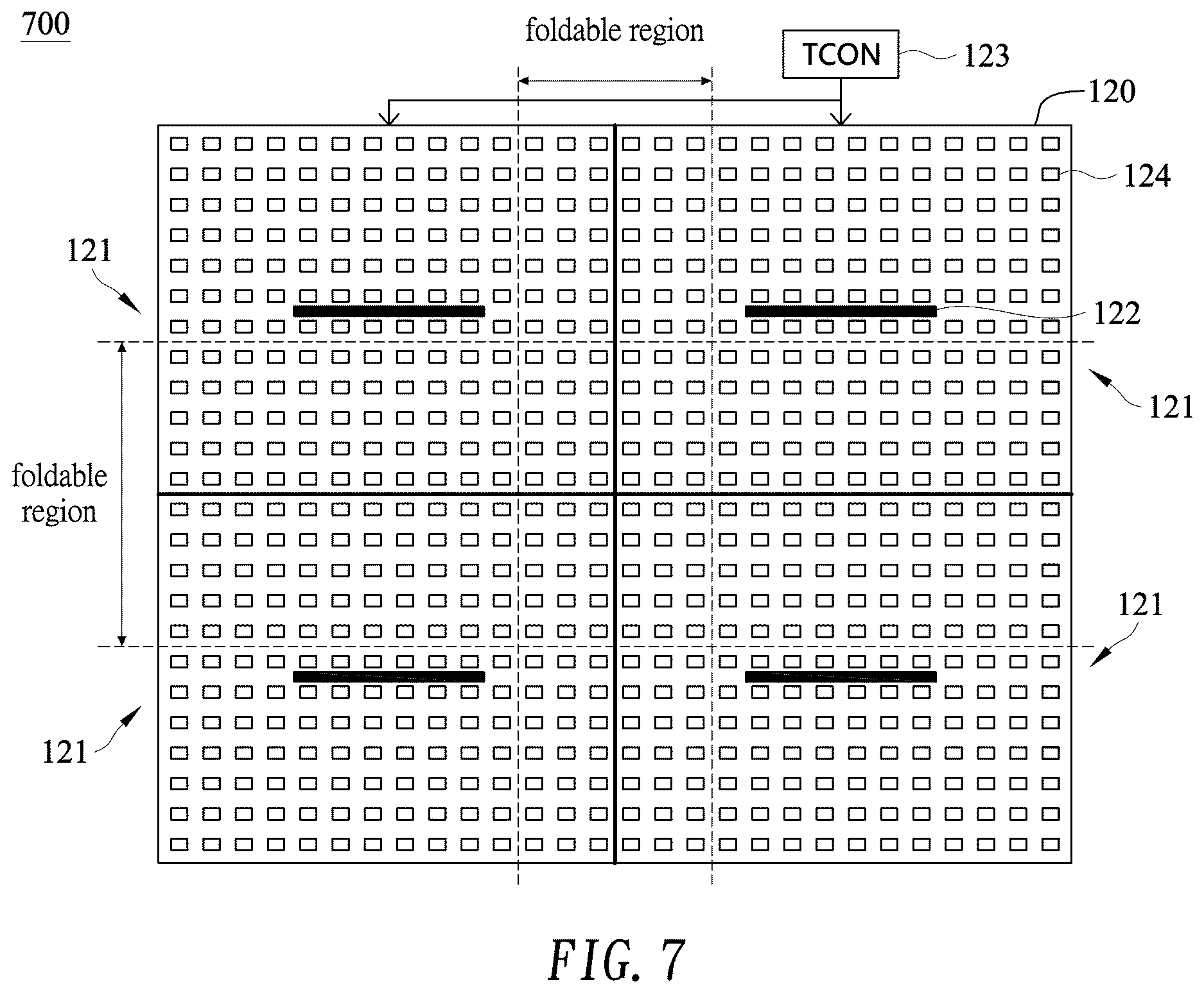 Patent US12616066 Figure 8 – Foldable microLED display