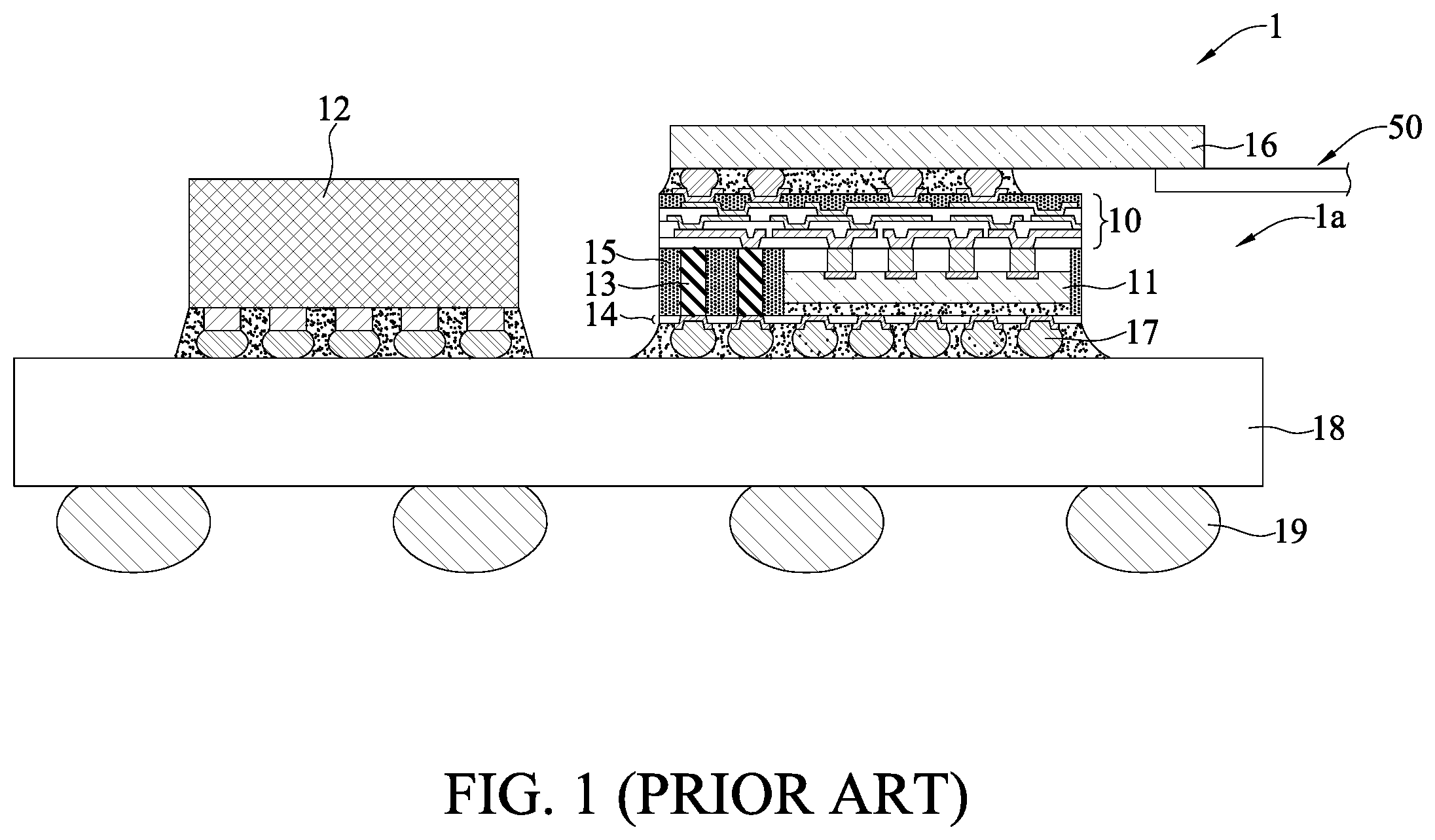 Patent US12616067 Figure 1 – Electronic package and manufacturing method thereof