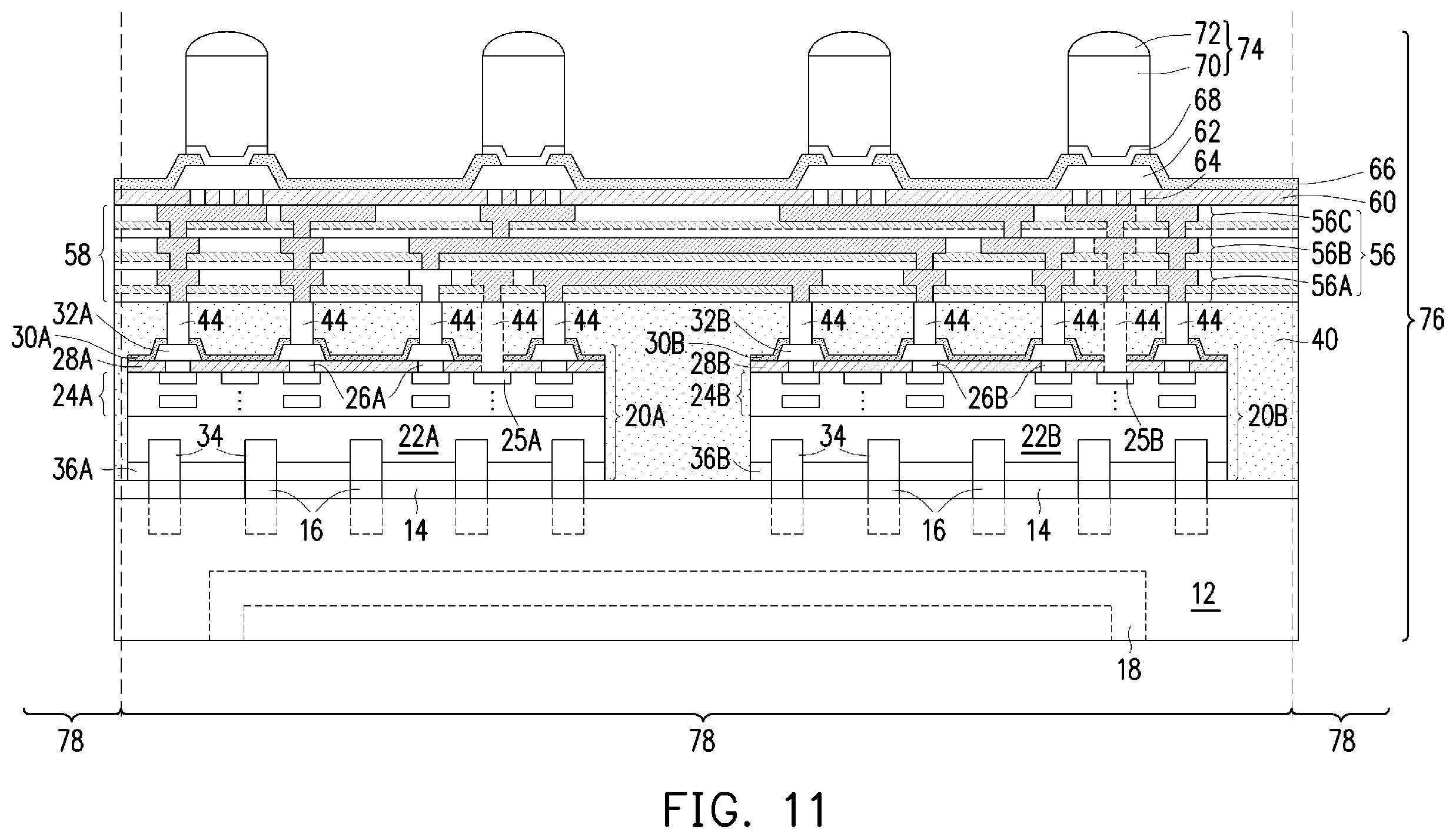 Patent US12616070 Figure 12 – Packages formed using RDL-last process