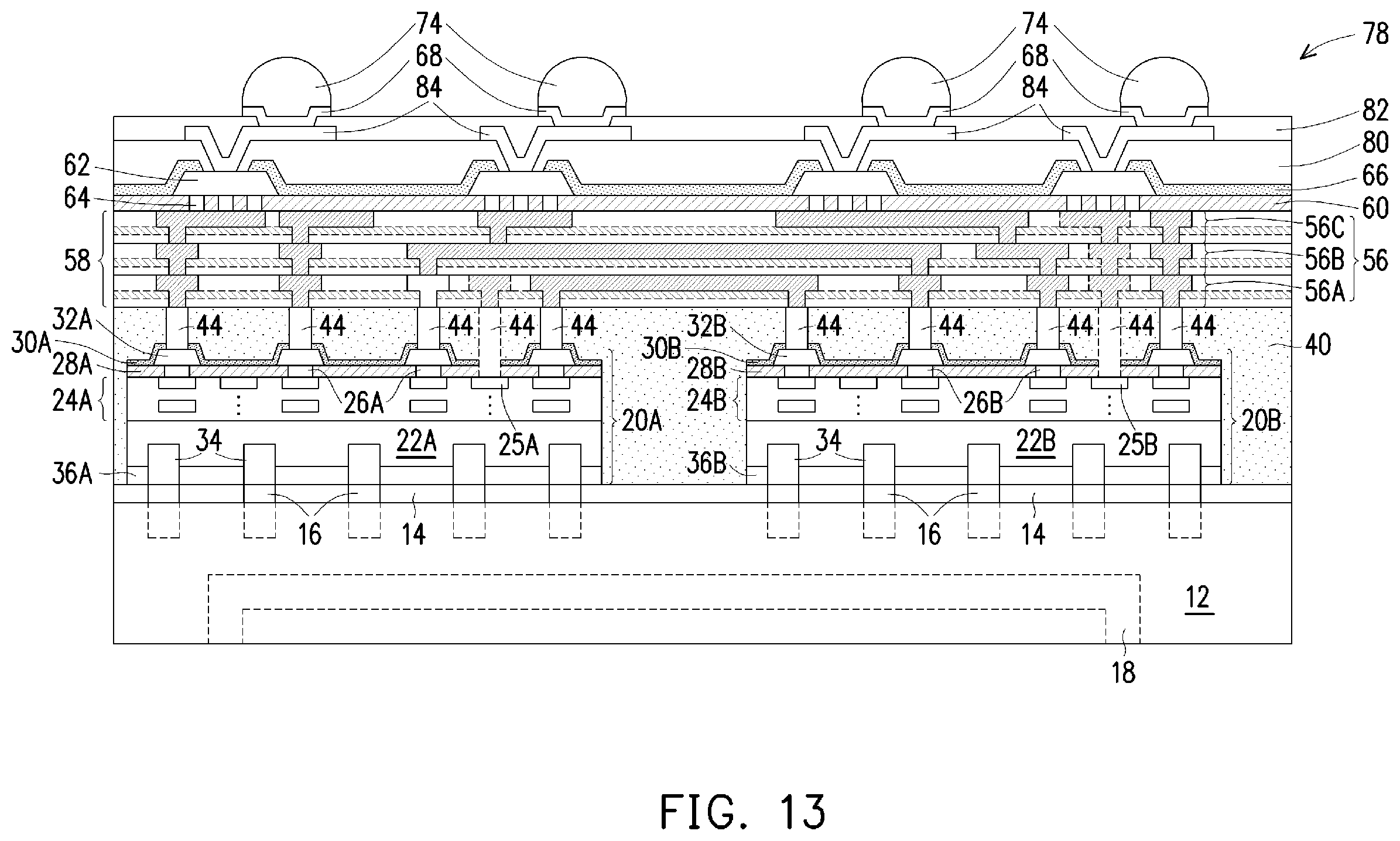 Patent US12616070 Figure 14 – Packages formed using RDL-last process