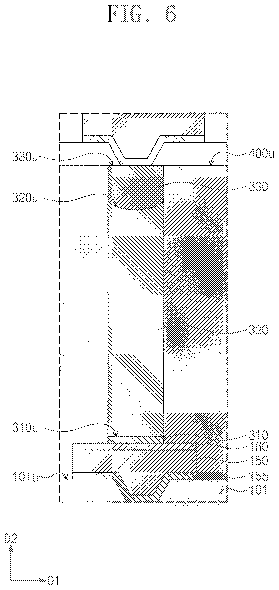 Patent US12616075 Figure 6 – Semiconductor package including a semiconductor chip on a redistribution substrate and conductive structure spaced apart from the semiconductor chip