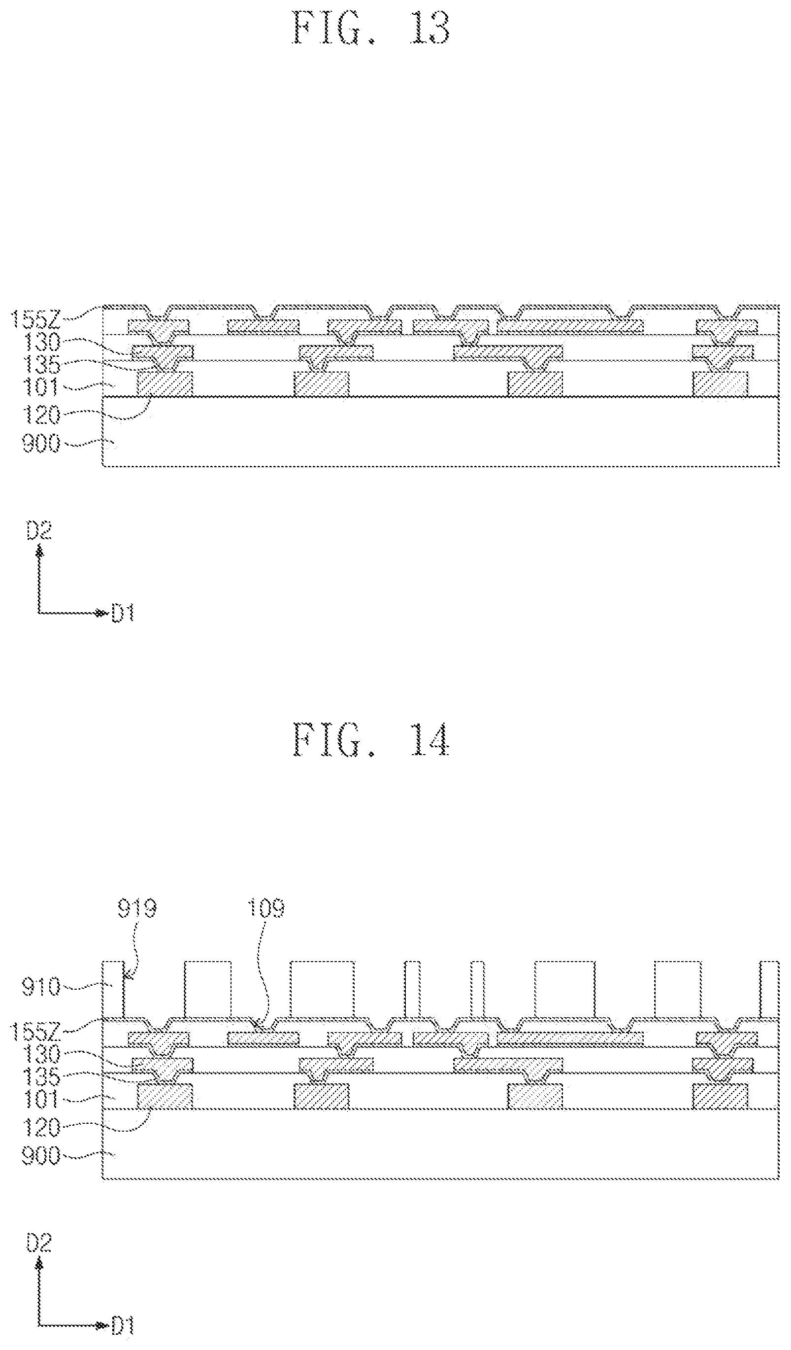 Patent US12616075 Figure 12 – Semiconductor package including a semiconductor chip on a redistribution substrate and conductive structure spaced apart from the semiconductor chip