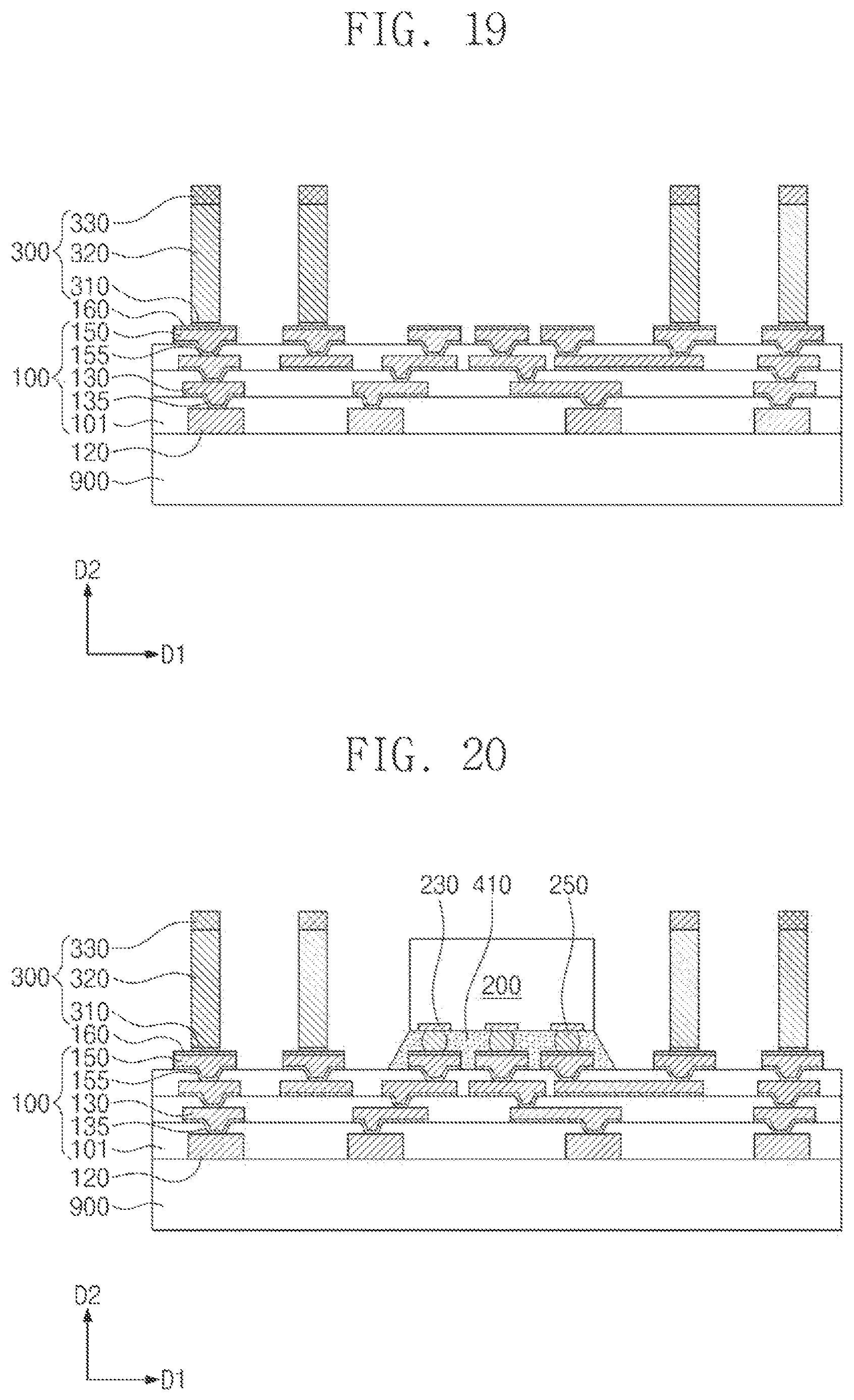 Patent US12616075 Figure 15 – Semiconductor package including a semiconductor chip on a redistribution substrate and conductive structure spaced apart from the semiconductor chip