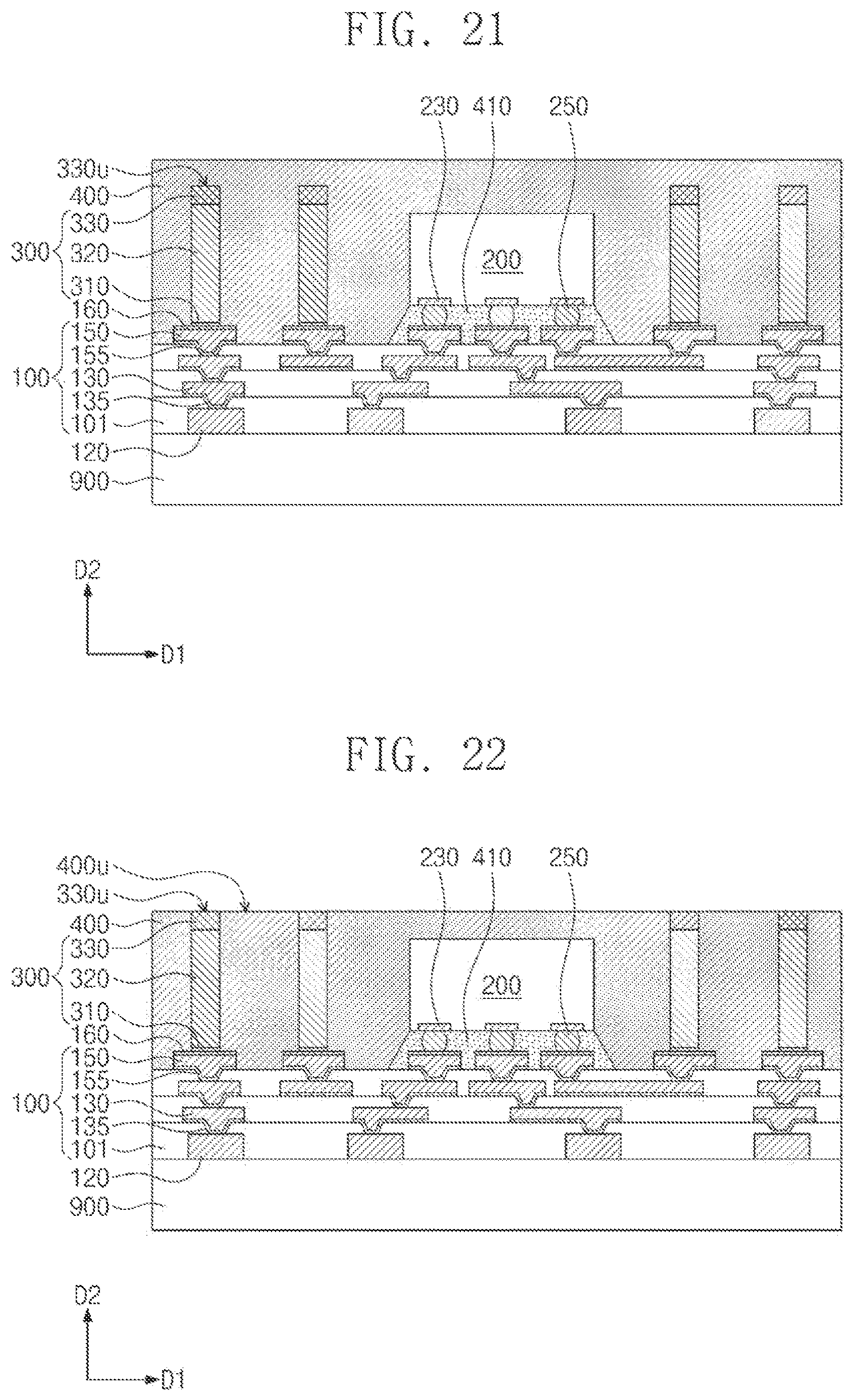 Patent US12616075 Figure 16 – Semiconductor package including a semiconductor chip on a redistribution substrate and conductive structure spaced apart from the semiconductor chip