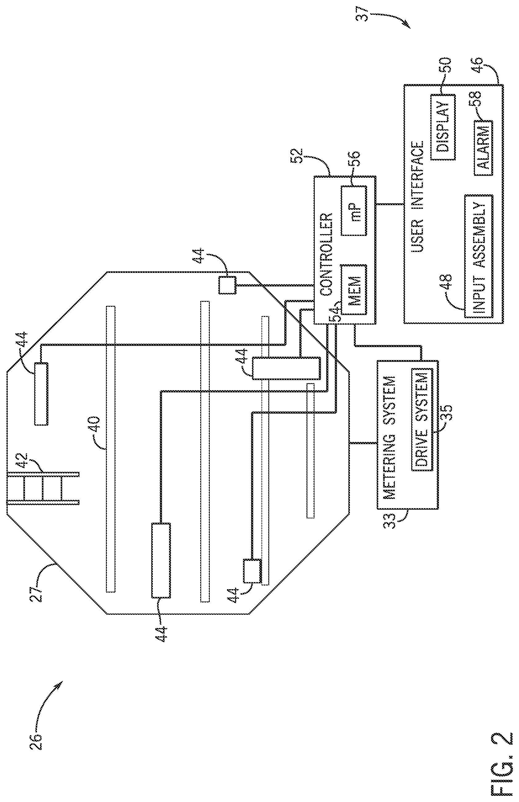 Patent US12616080 Figure 2 – Compartment profile monitoring and control system for an agricultural system
