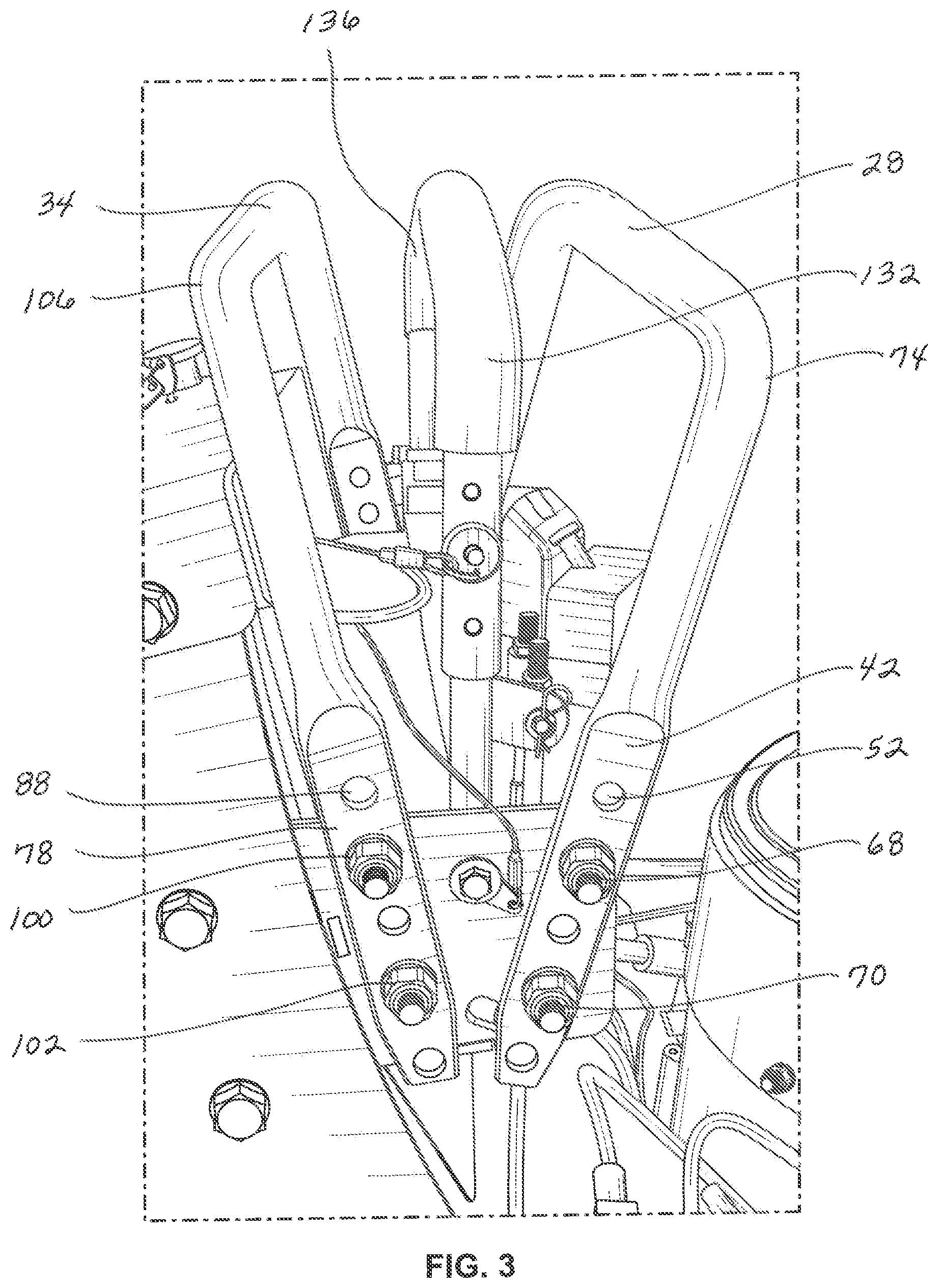 Patent US12616091 Figure 3 – Method and apparatus for height adjustable handles for mower