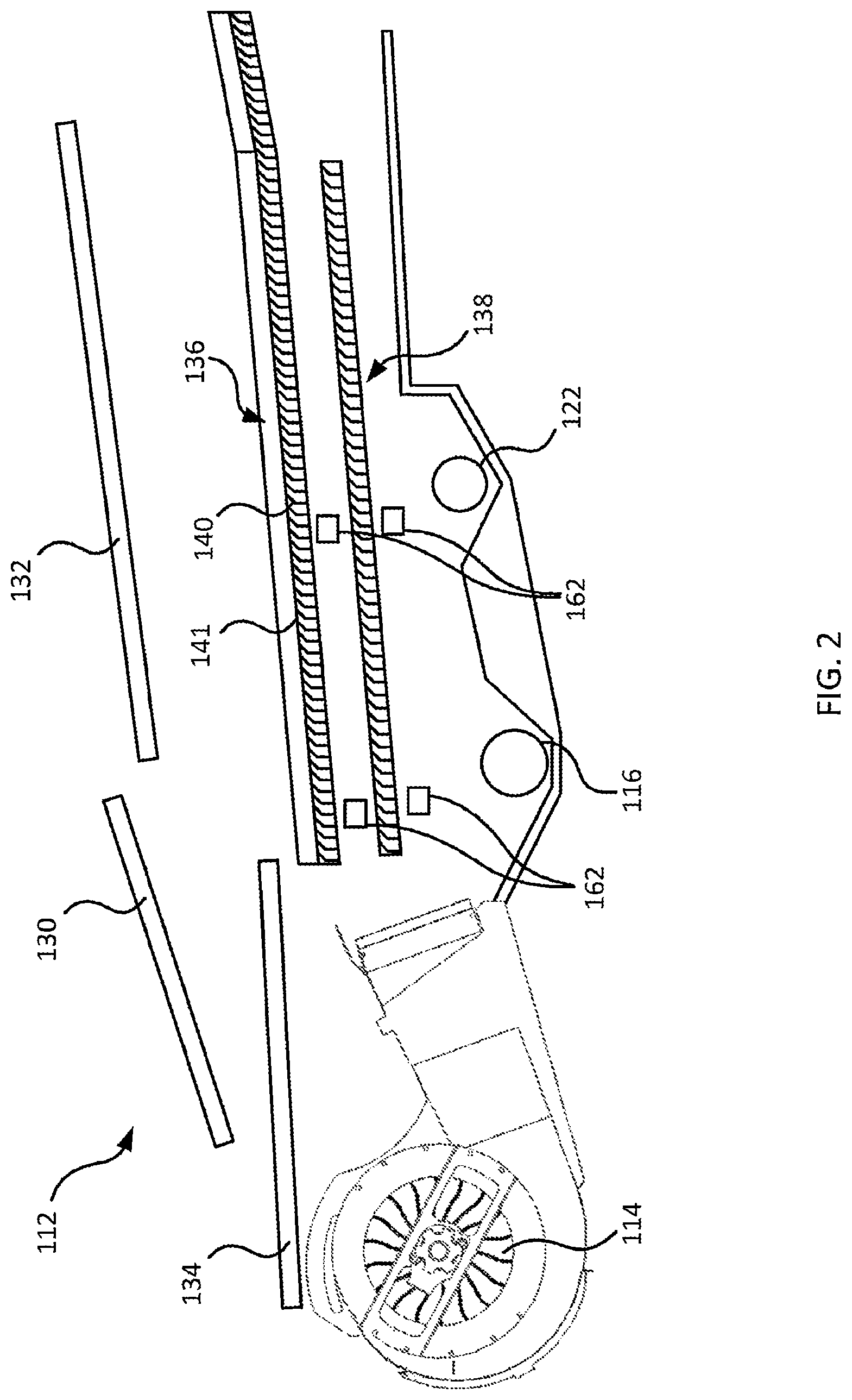Patent US12616093 Figure 2 – Cleaning systems for combine harvesters having airbags or other movable side members, and related methods