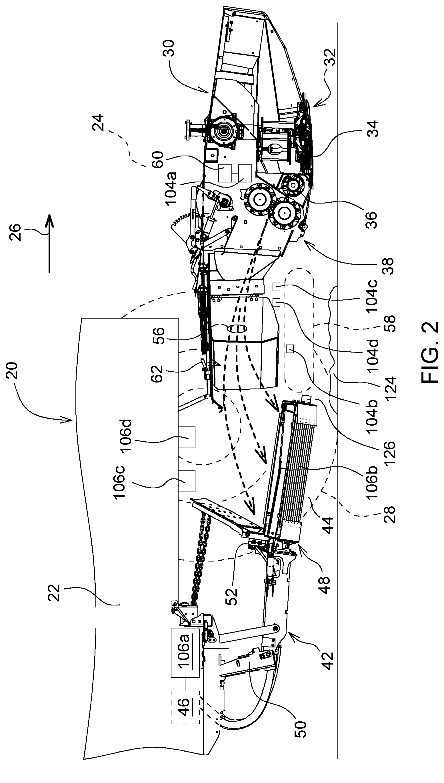 Patent US12616098 Figure 2 – System and method to control crop loss in a windrower implement