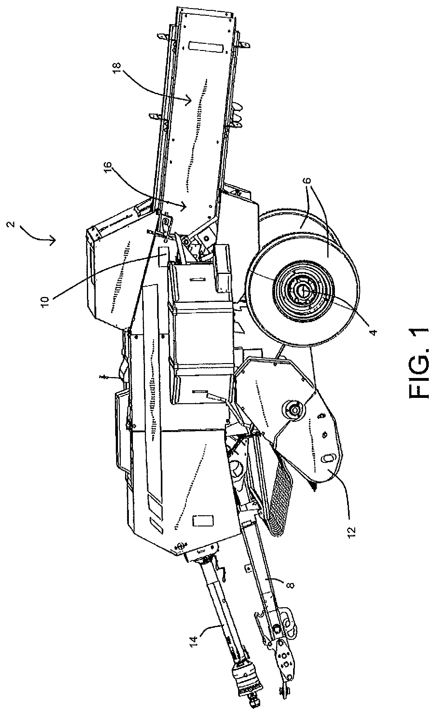 Patent US12616100 Figure 1 – Ejection chute for an agricultural baler