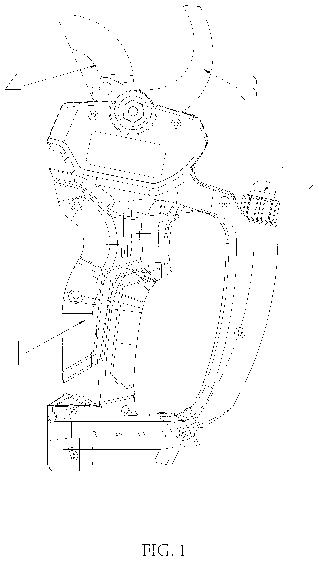 Patent US12616102 Figure 1 – Electric pruning shear