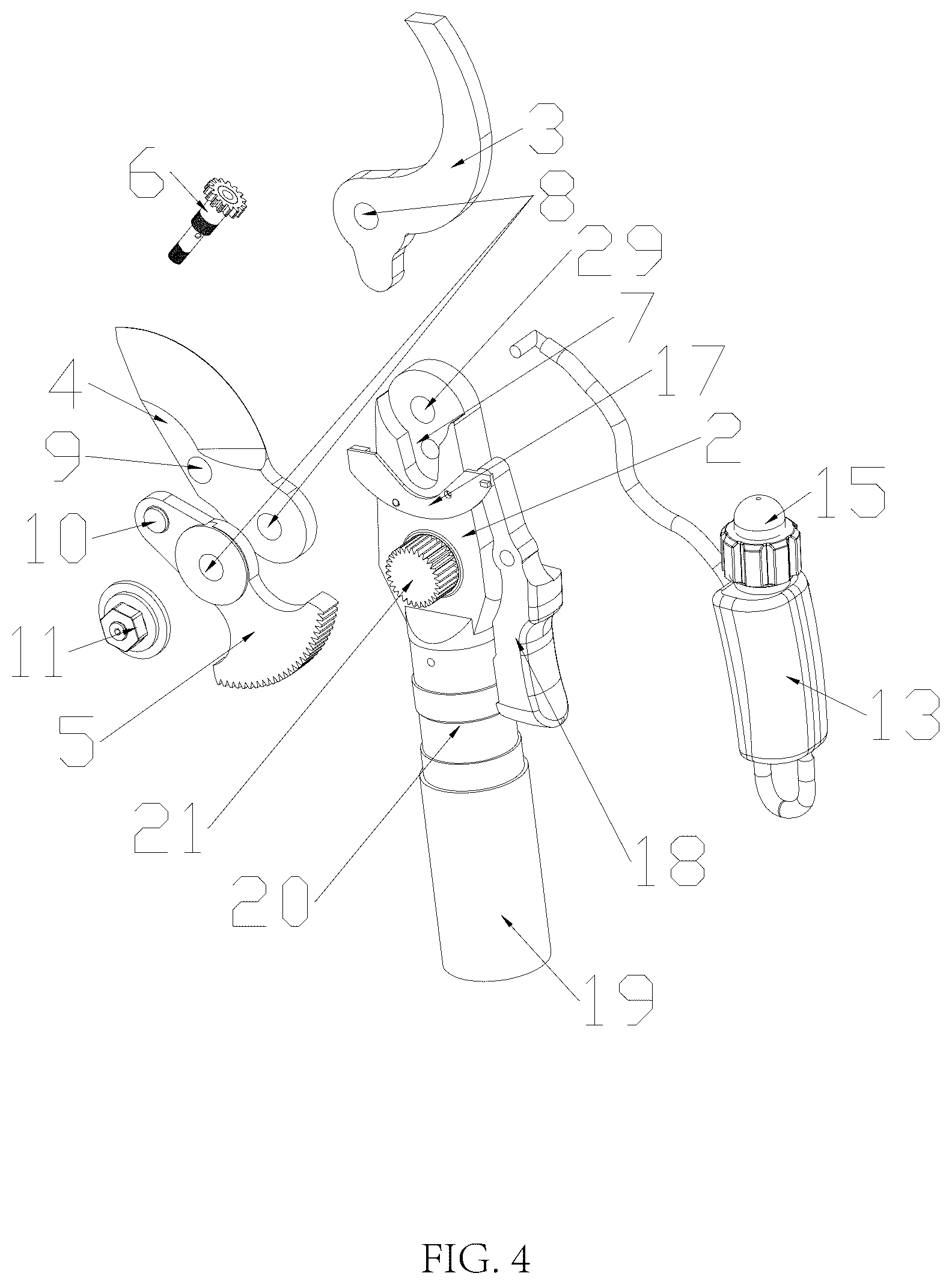 Patent US12616102 Figure 4 – Electric pruning shear