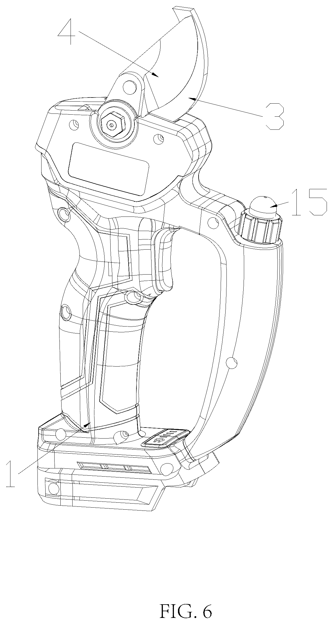 Patent US12616102 Figure 6 – Electric pruning shear
