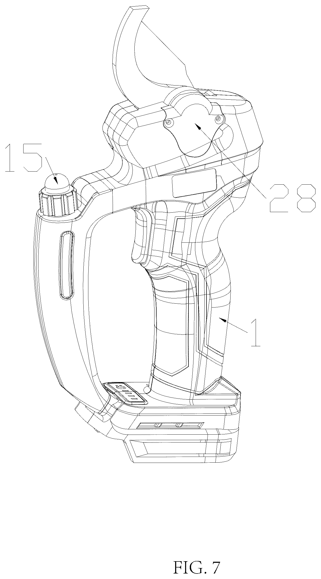 Patent US12616102 Figure 7 – Electric pruning shear