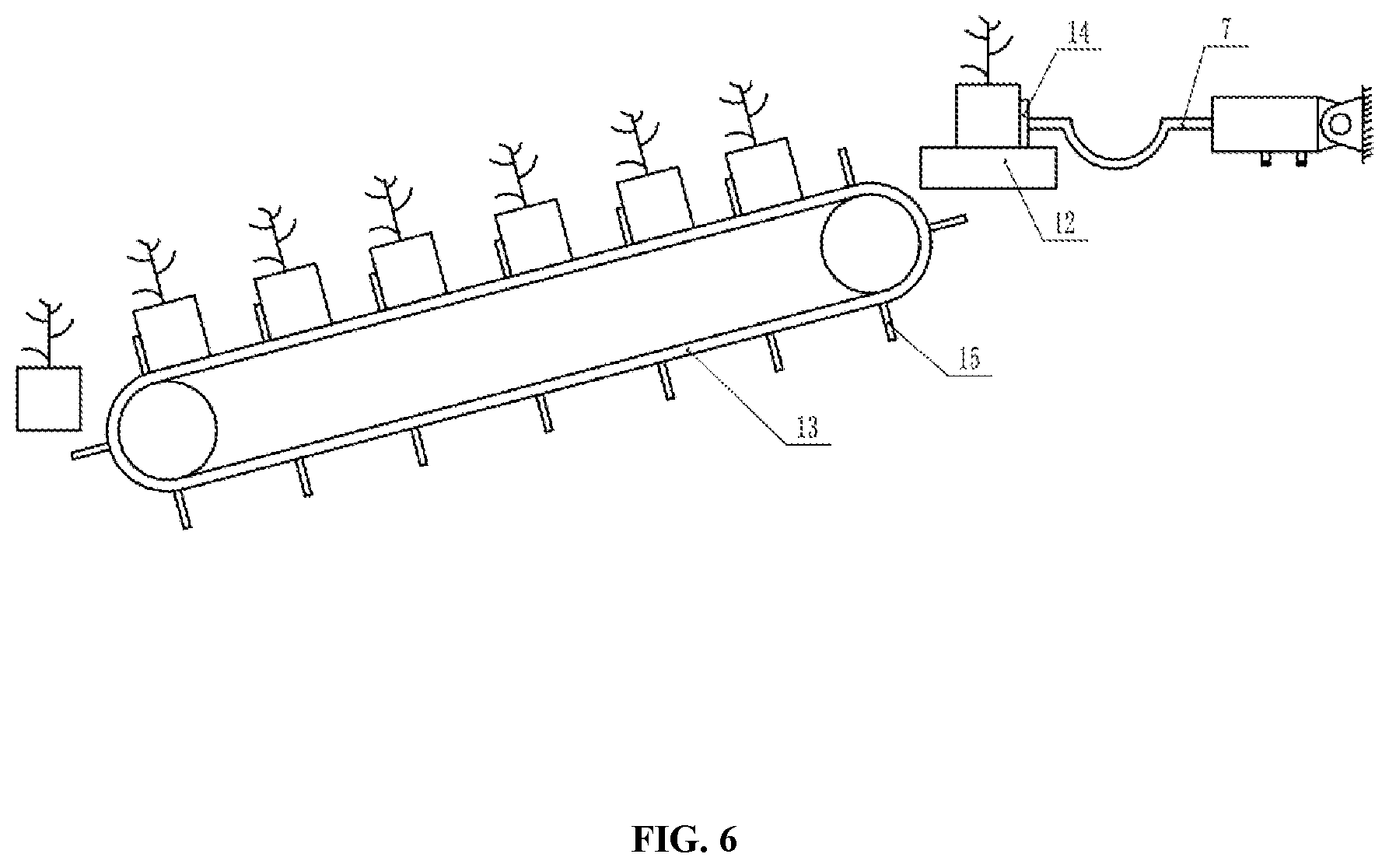 Patent US12616103 Figure 6 – Automatic seedling taking and separation system for substrate block seedlings