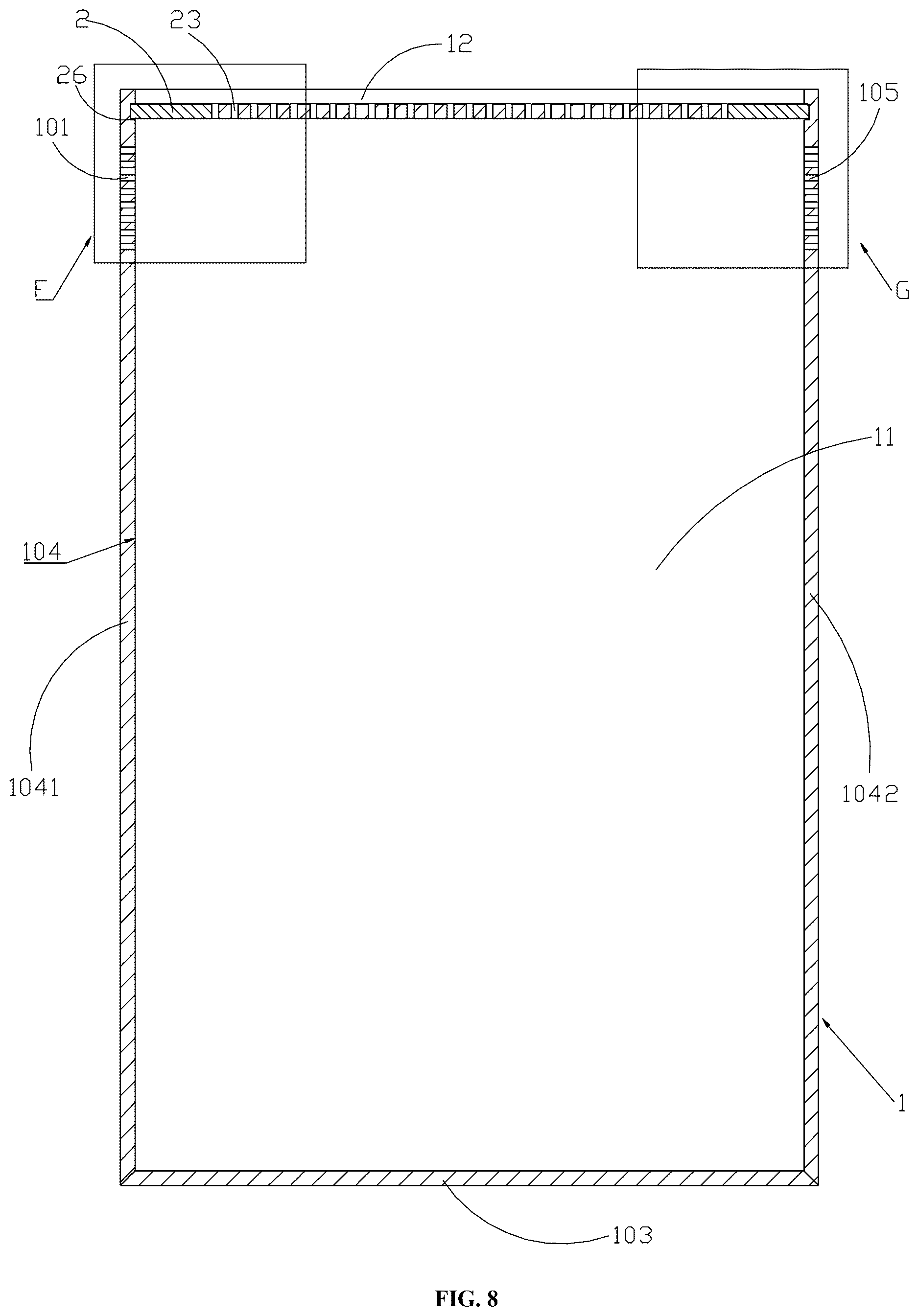 Patent US12616165 Figure 8 – Pet housing crate