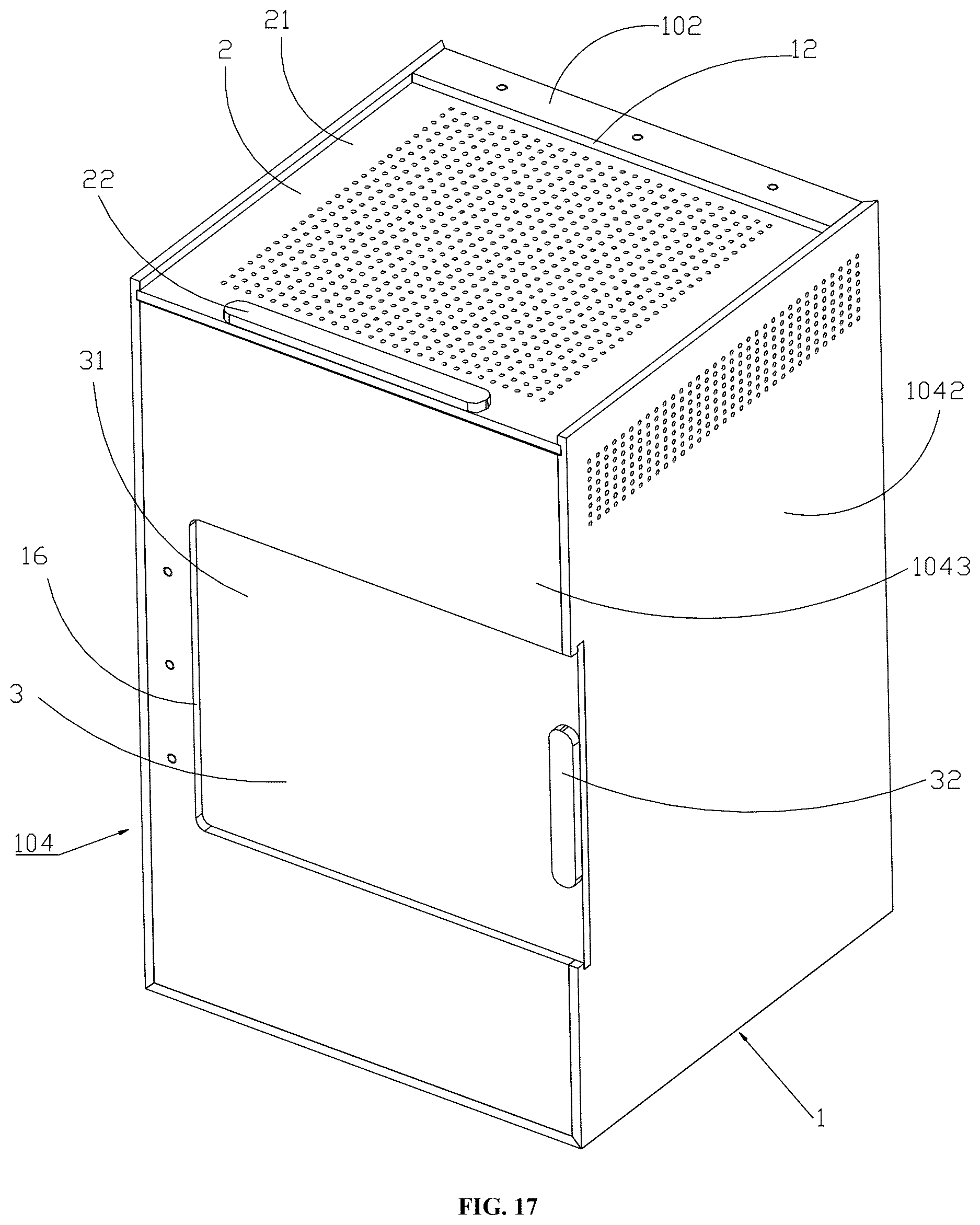 Patent US12616165 Figure 17 – Pet housing crate