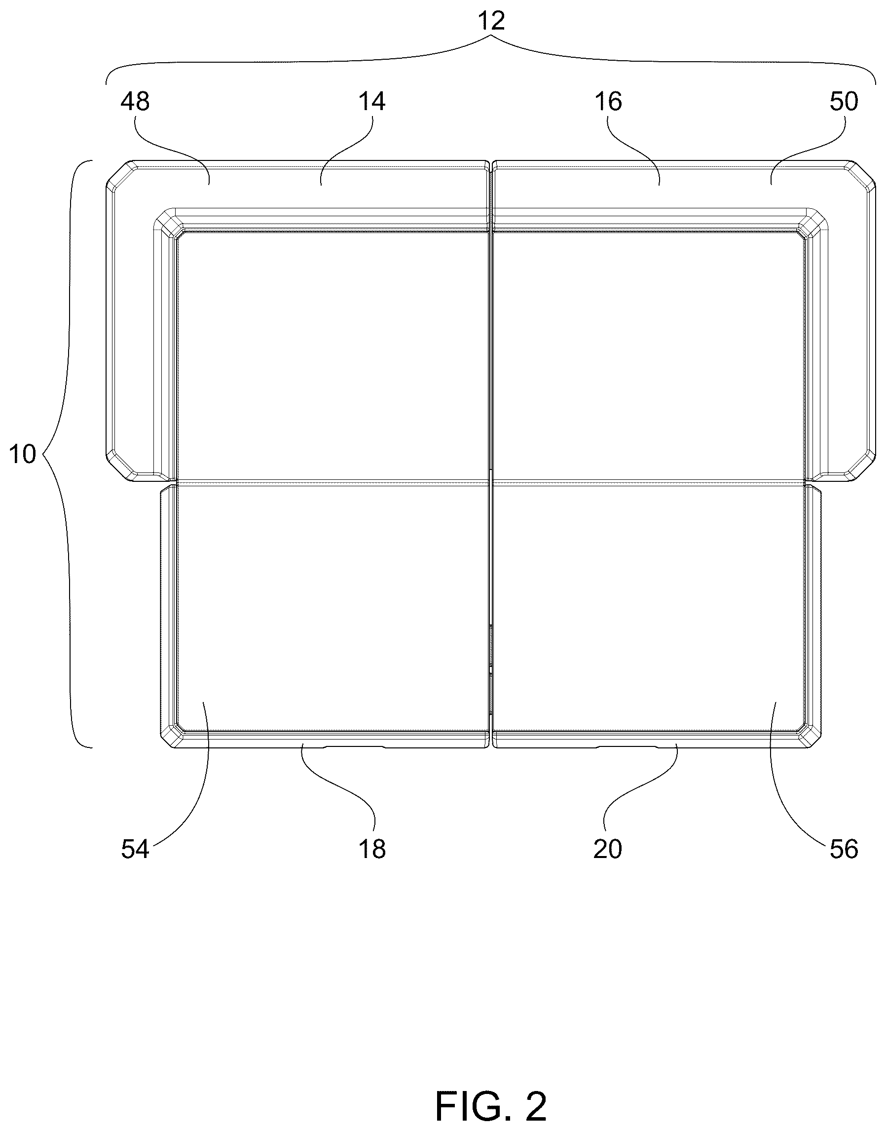 Patent US12616168 Figure 2 – Modular and interlocking foldable portable dog bed