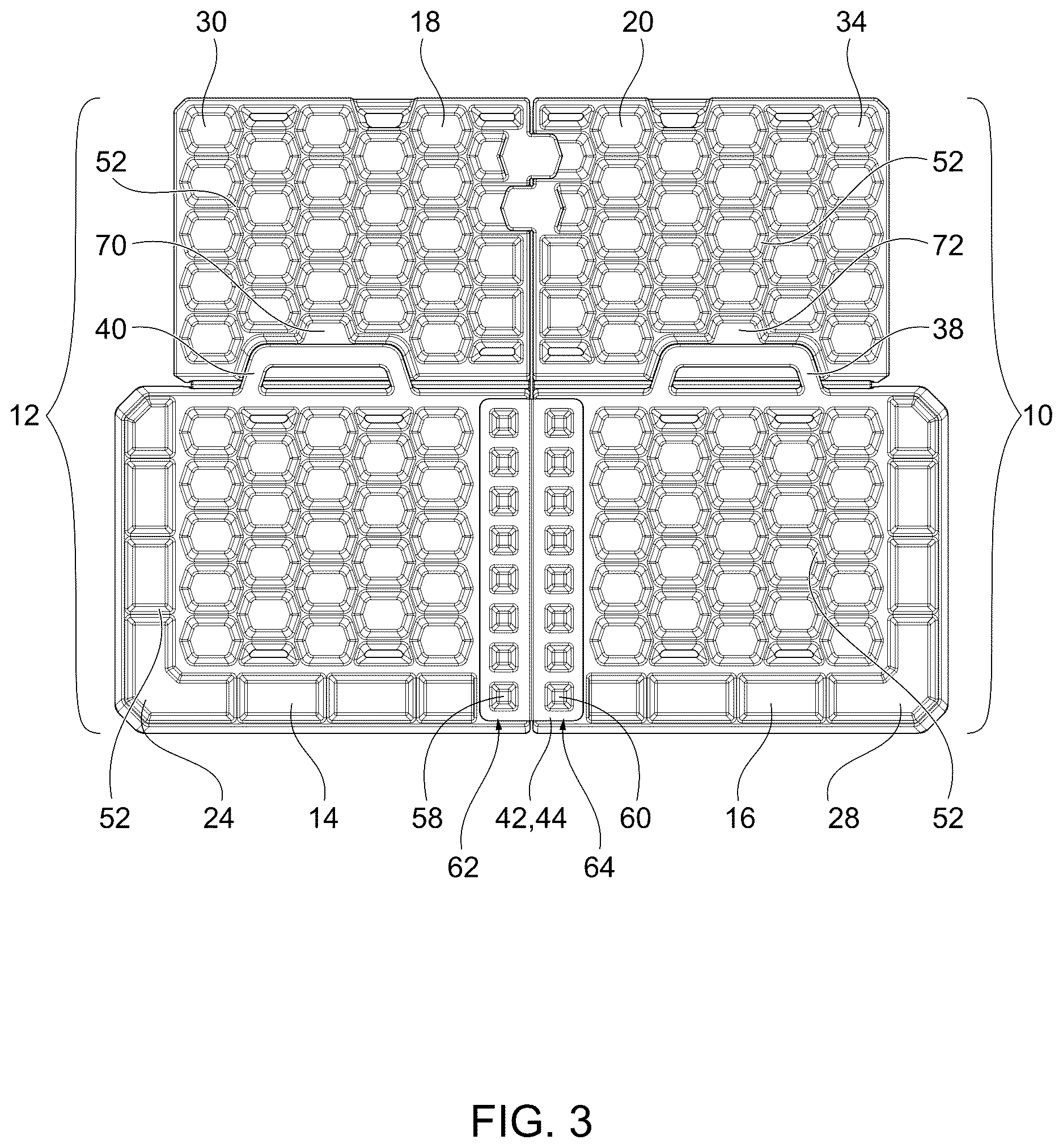 Patent US12616168 Figure 3 – Modular and interlocking foldable portable dog bed