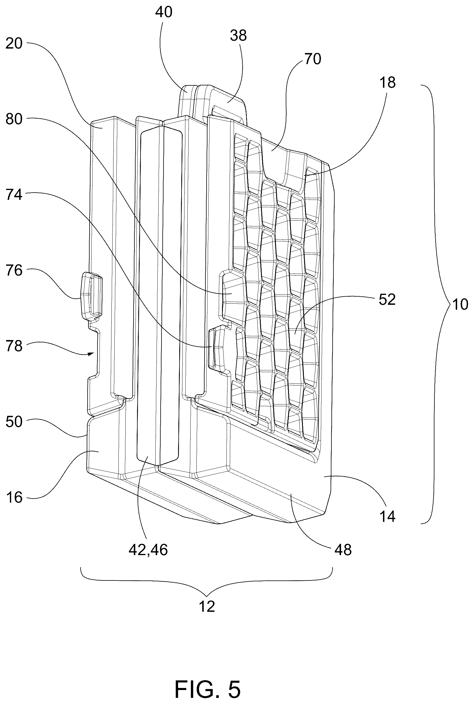 Patent US12616168 Figure 5 – Modular and interlocking foldable portable dog bed